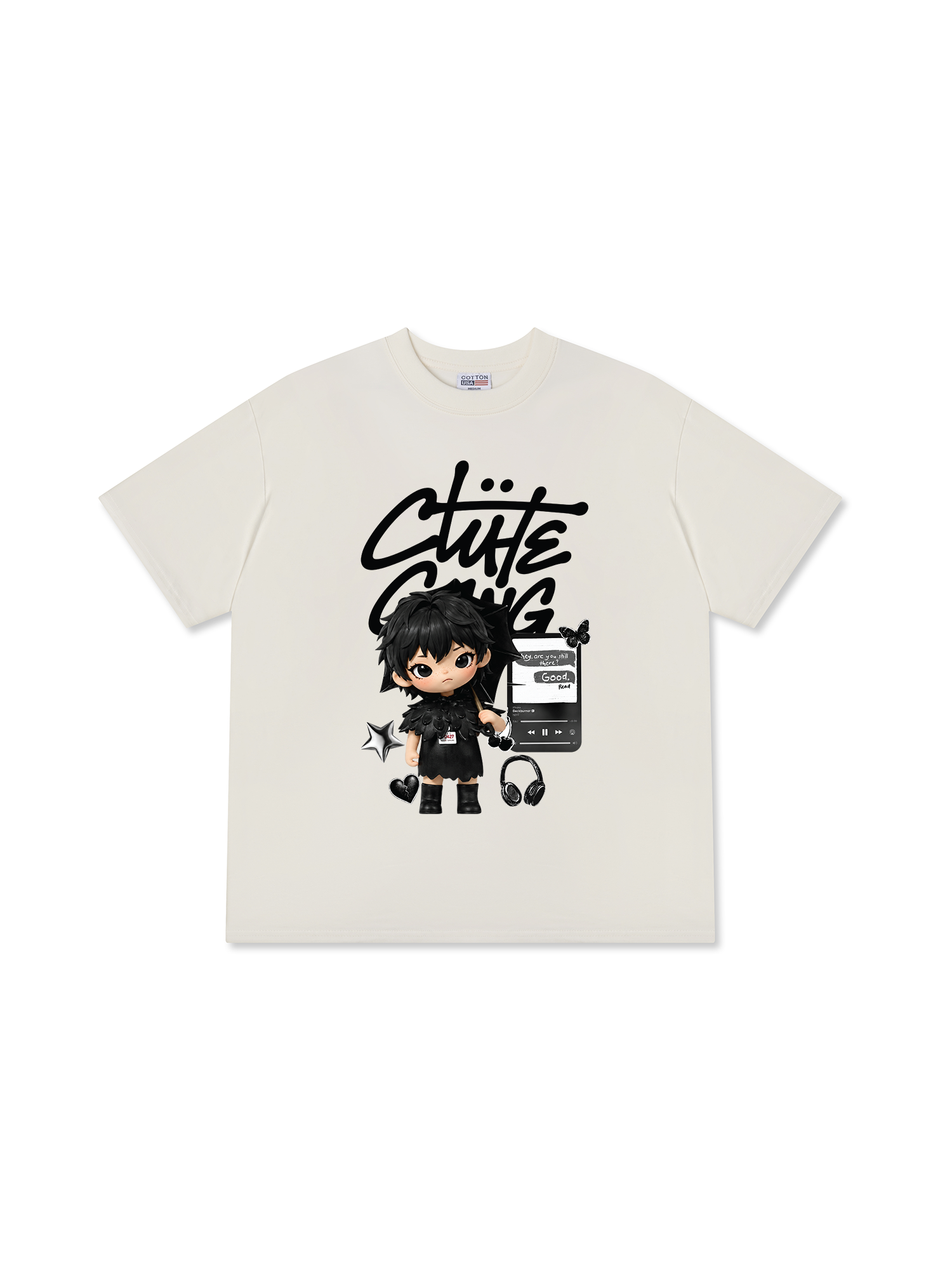 Áo Thun Relaxed Fit Cute Gang Black Boy