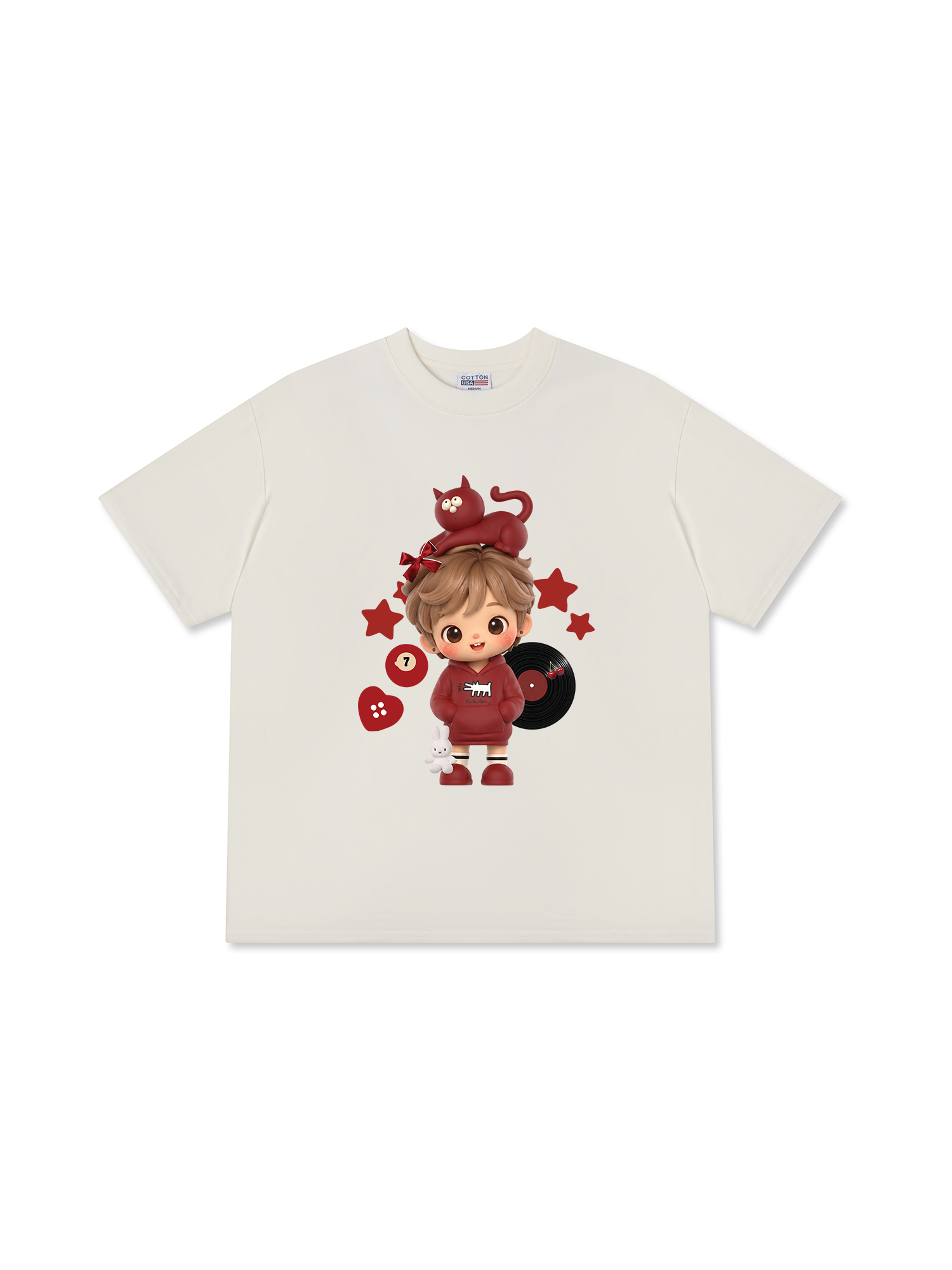 Áo Thun Relaxed Fit Cute Gang Red Outfit