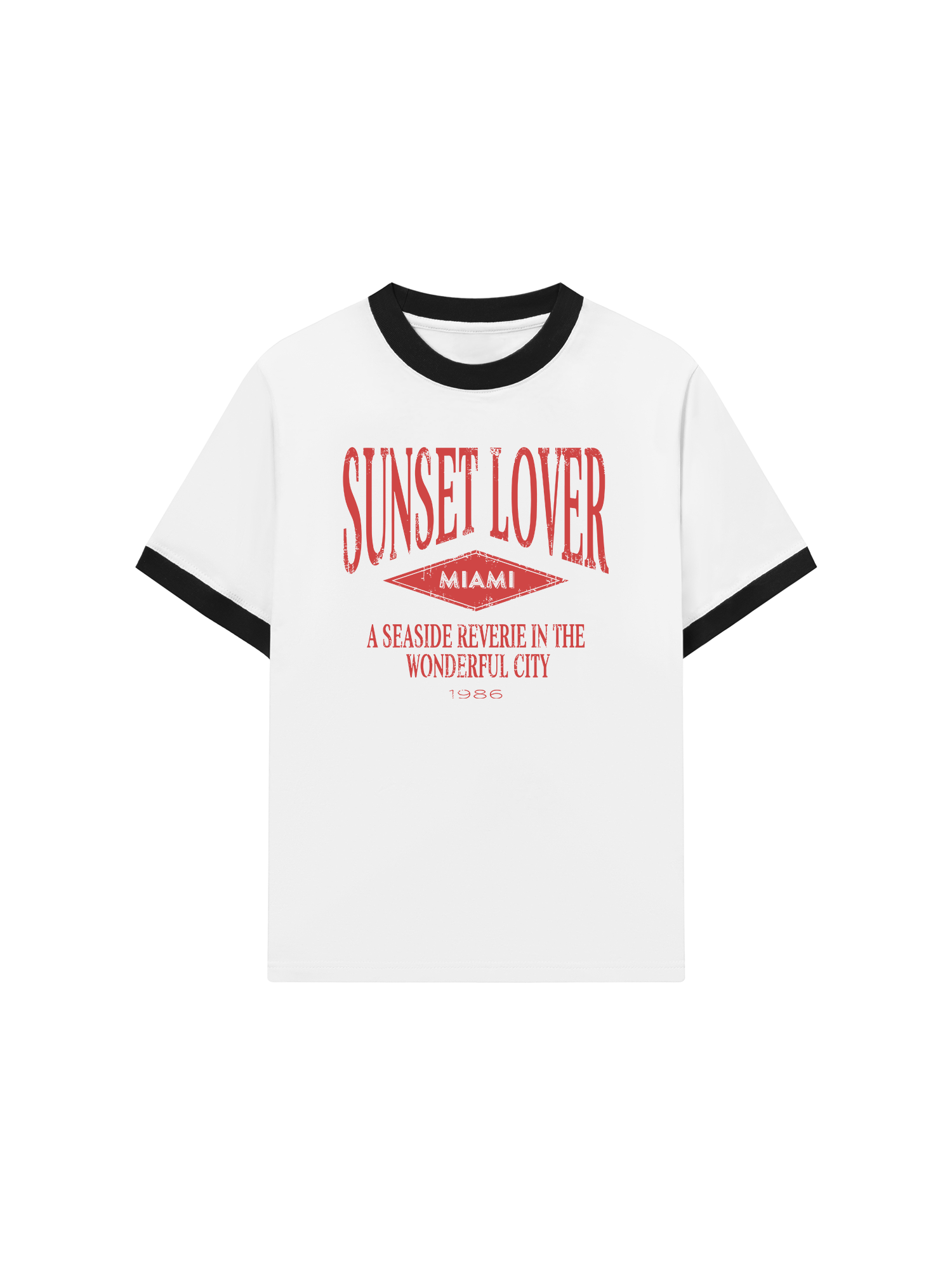 Áo Thun Ringer Relaxed Fit City Sunset Lover Miami
