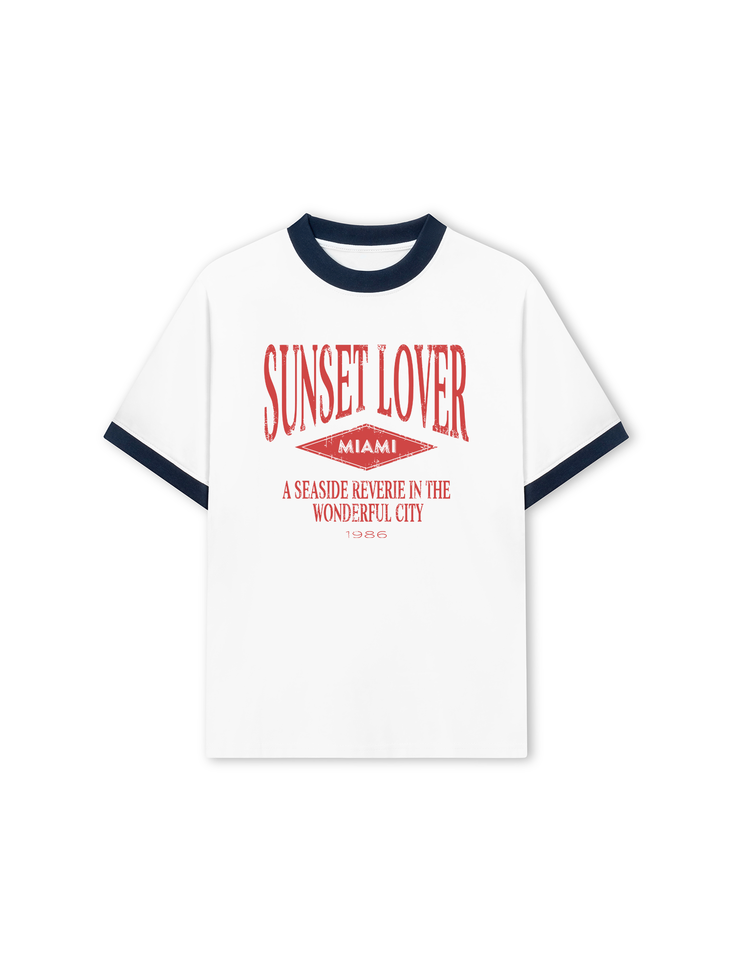 Áo Thun Ringer Relaxed Fit City Sunset Lover Miami