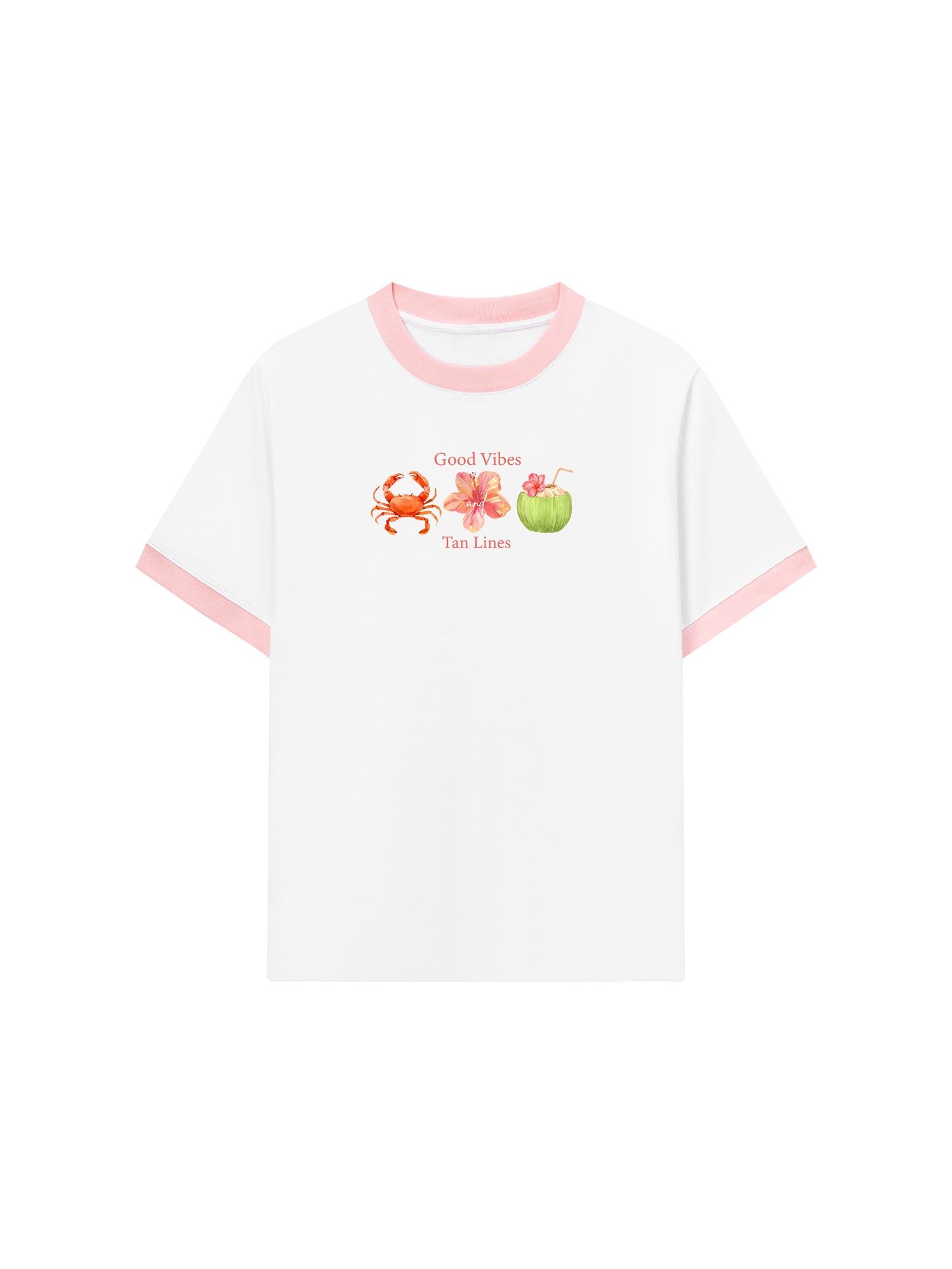 Áo Thun Ringer Relaxed Fit Tropical Good Vibes Tan Lines