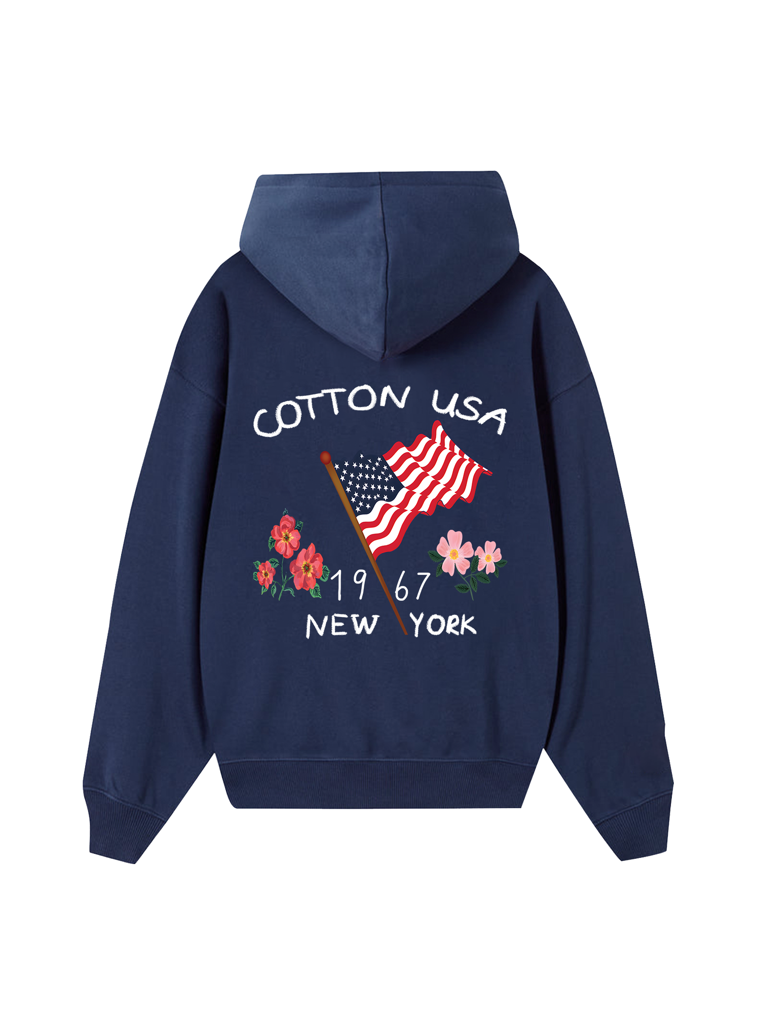 USA Floral Cotton Usa Hoodie