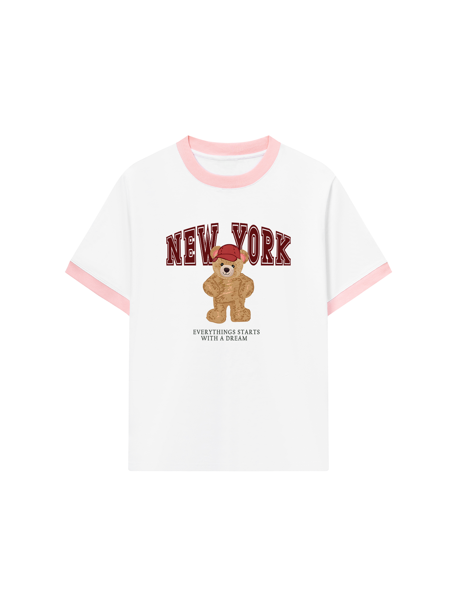 Áo Thun Ringer Relaxed Fit City New York Red Bear