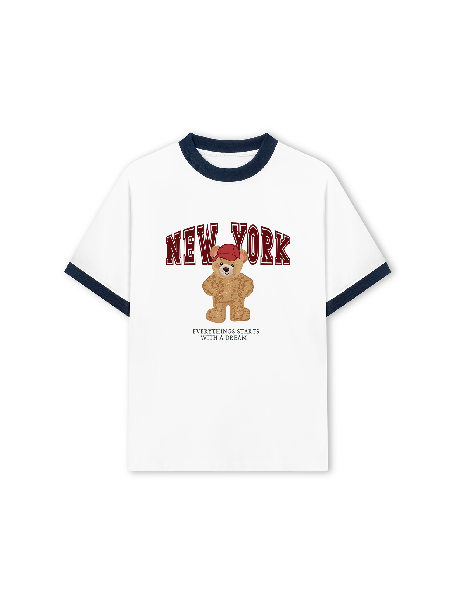Áo Thun Ringer Relaxed Fit City New York Red Bear