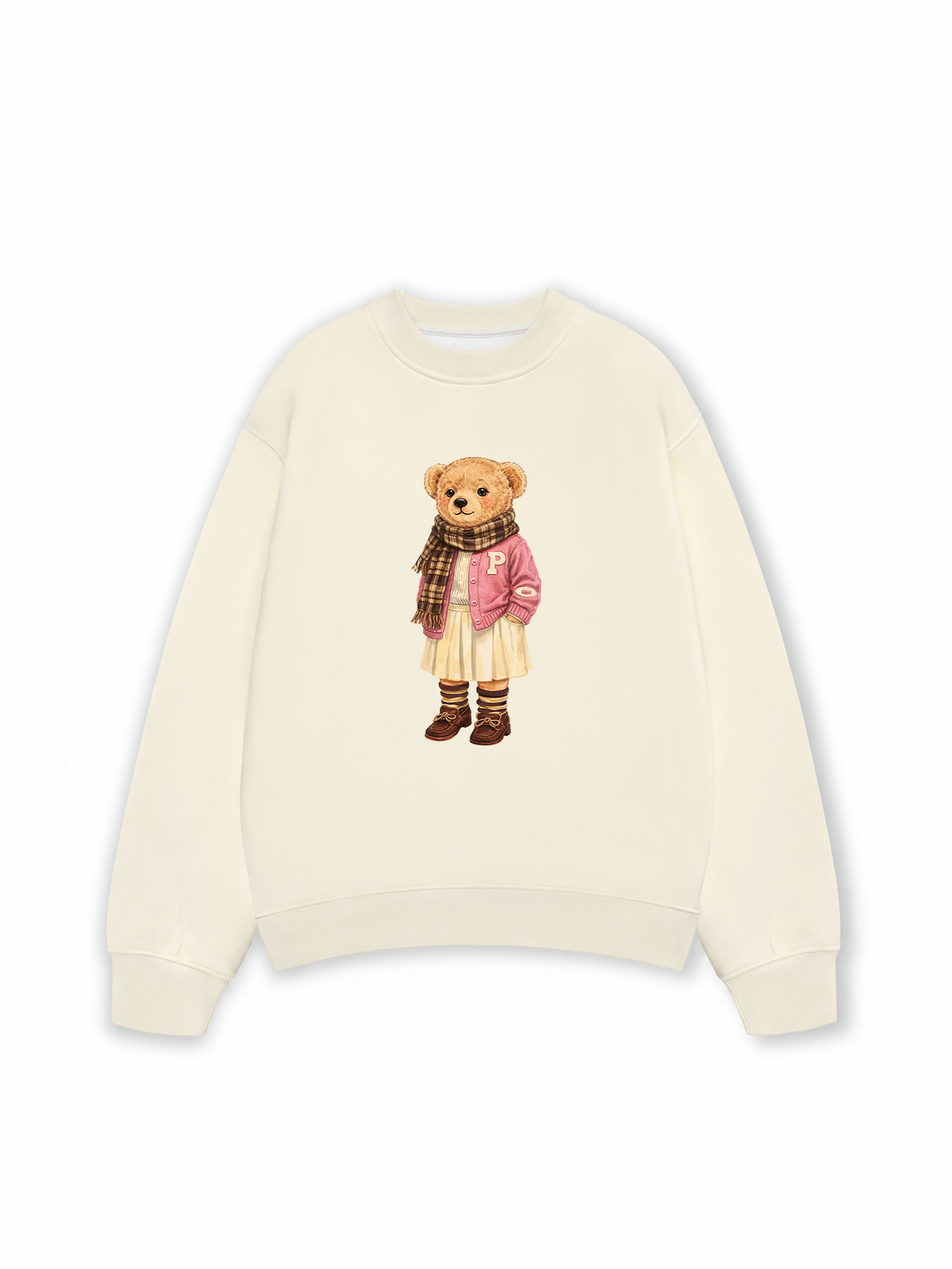 Áo Sweater Nỉ Hai Da Pink Girl Bear