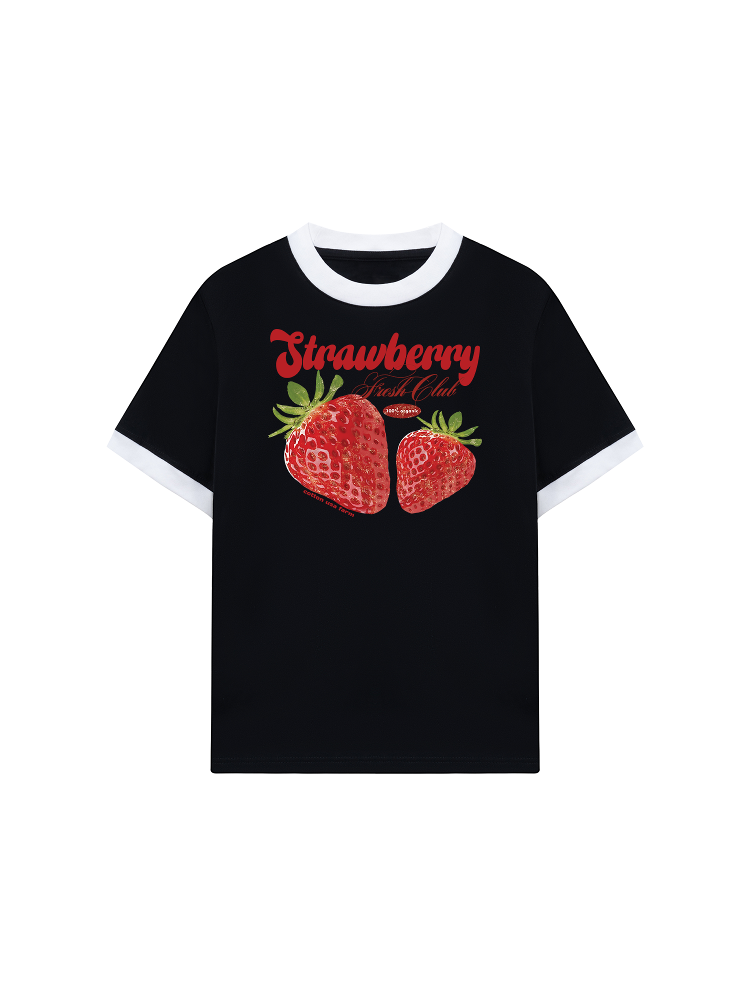 Áo Thun Ringer Relaxed Fit Tropical Strawberry Fresh Club