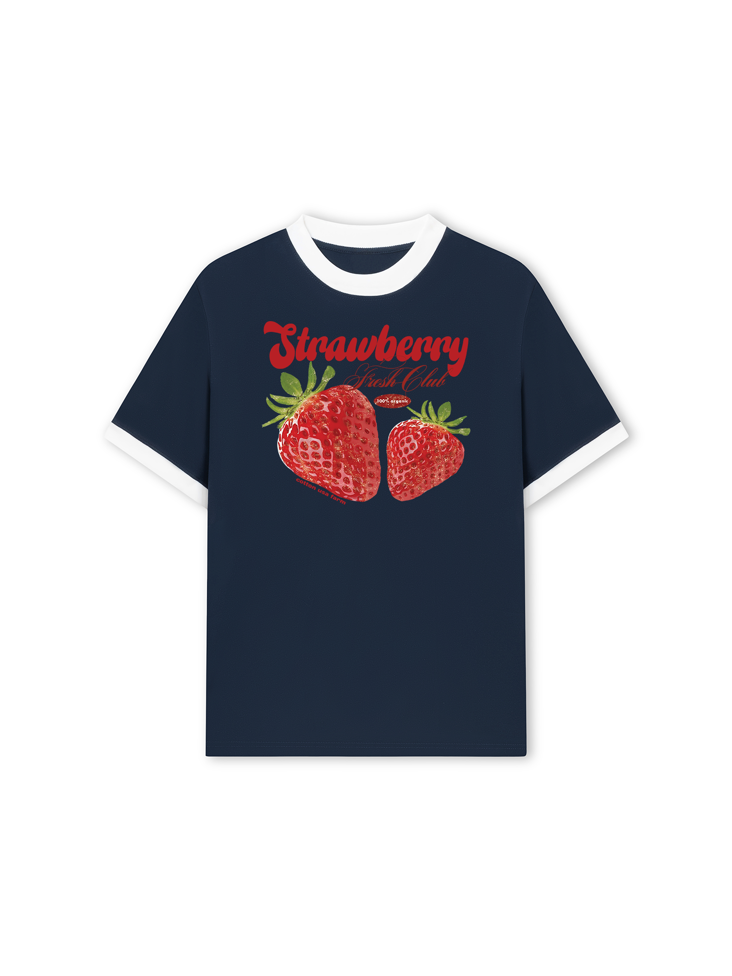Áo Thun Ringer Relaxed Fit Tropical Strawberry Fresh Club