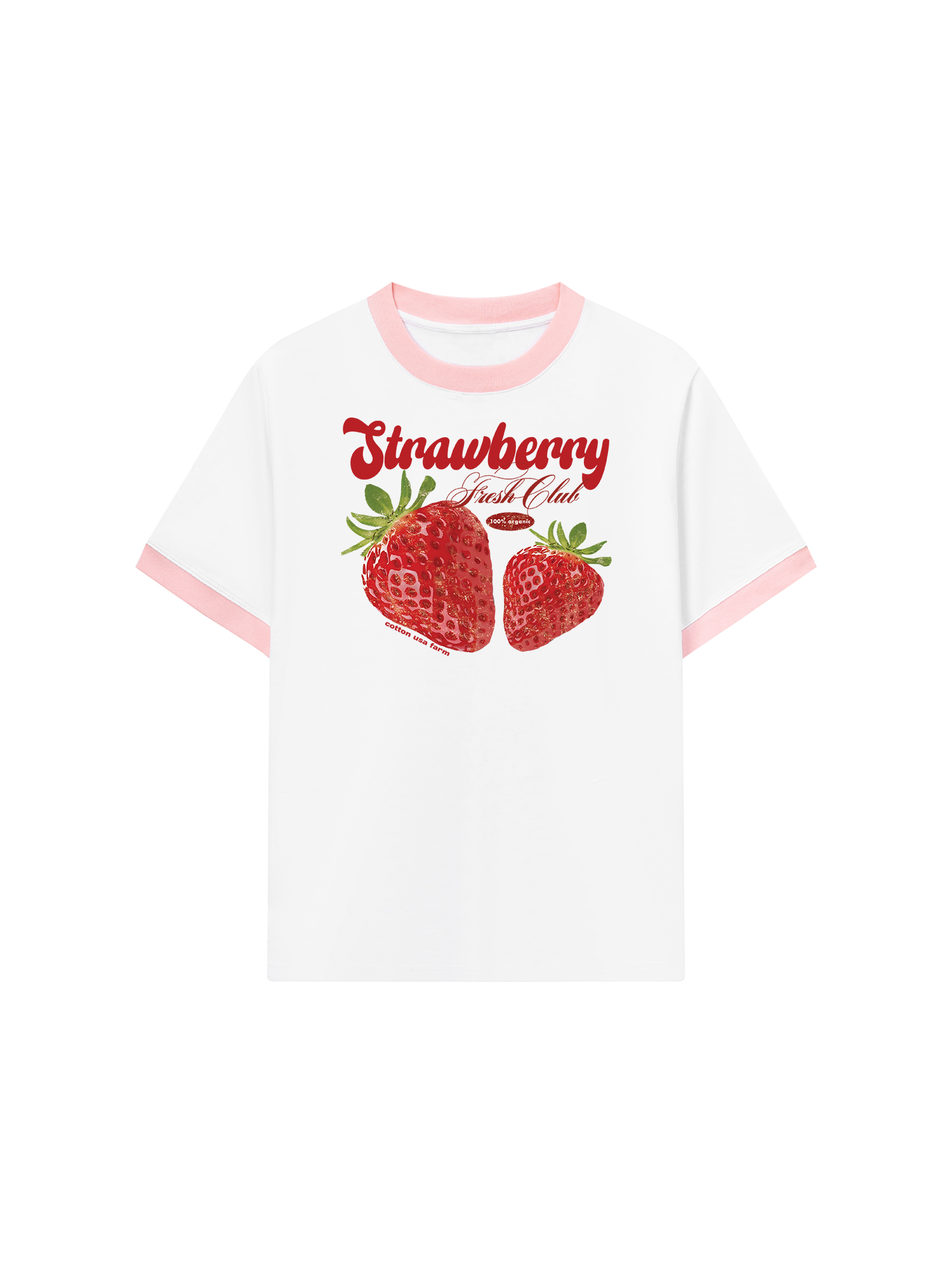 Áo Thun Ringer Relaxed Fit Tropical Strawberry Fresh Club