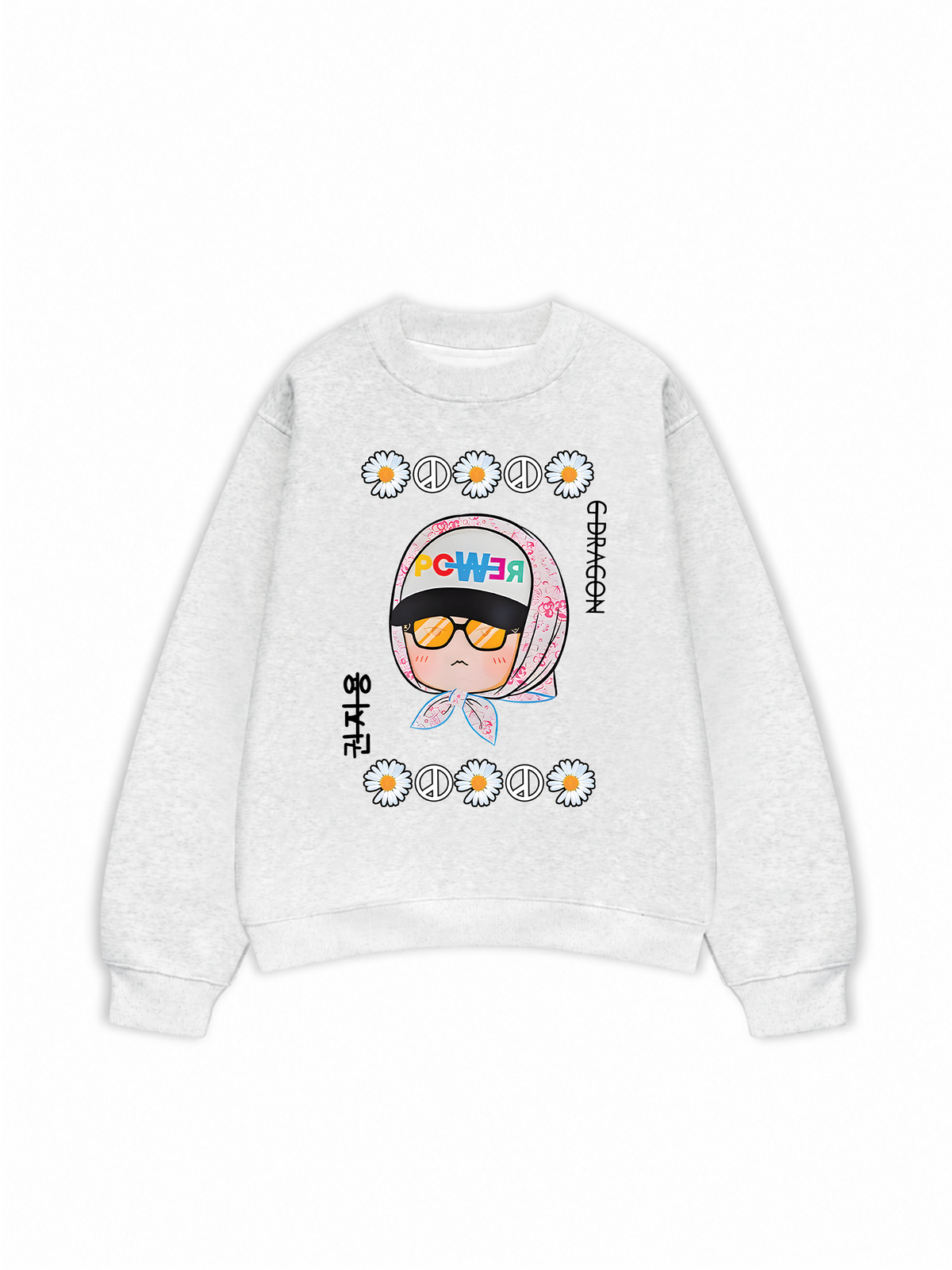 Áo Sweater Nỉ Hai Da Floral With GD Chibi Daisy Flower