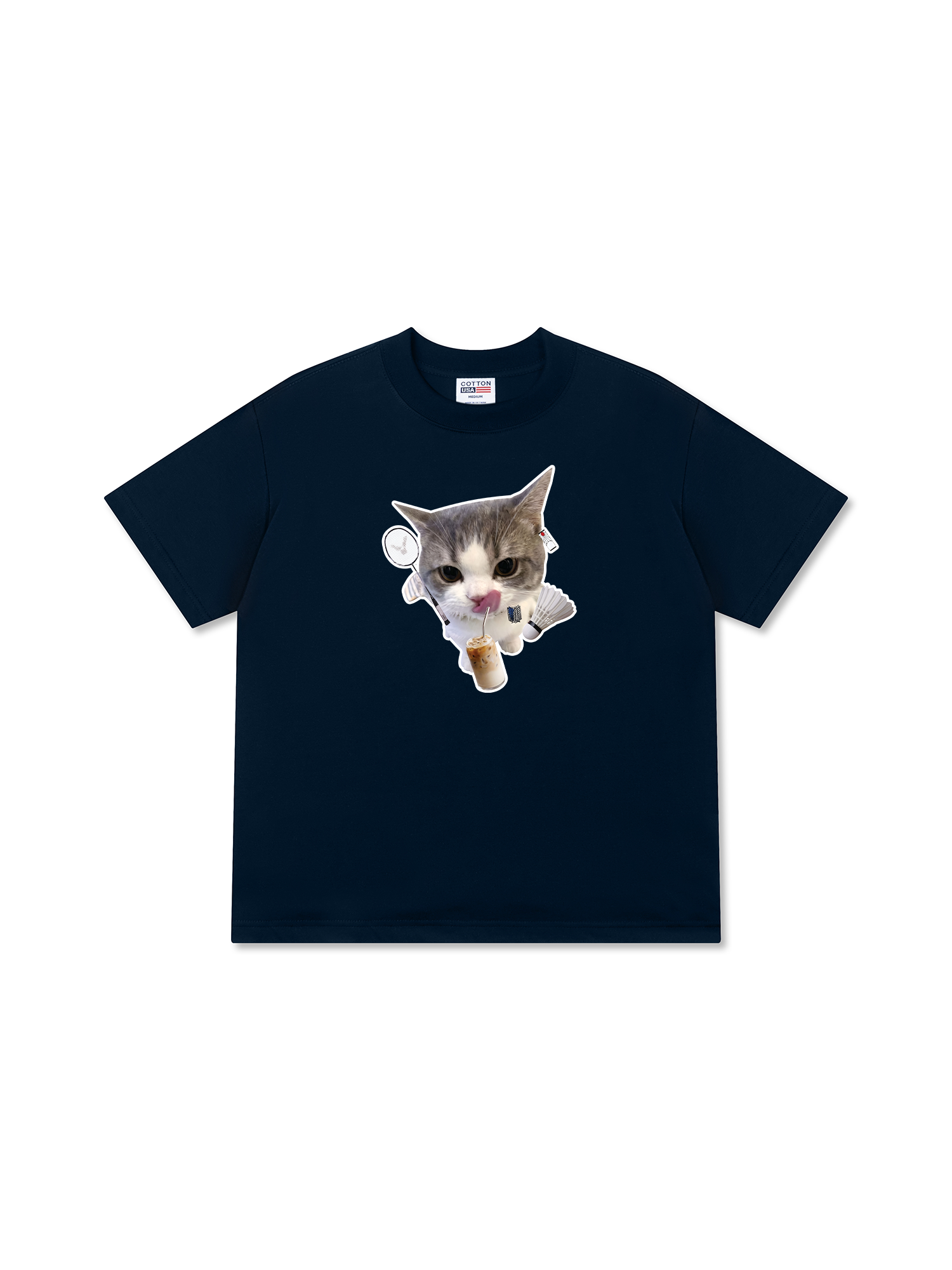 Áo Thun Relaxed Fit Badminton Cute Cat