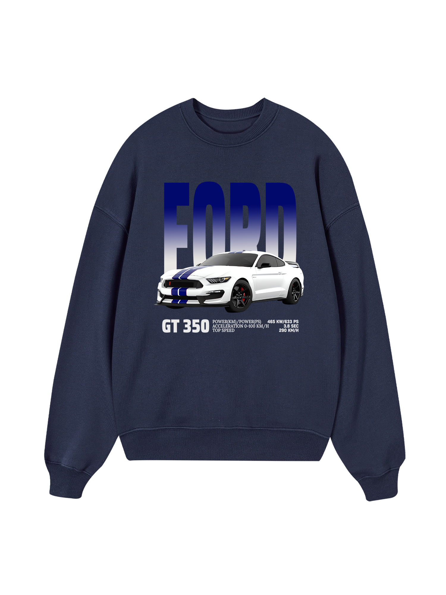 Ford GT 350 White Blue Sweater