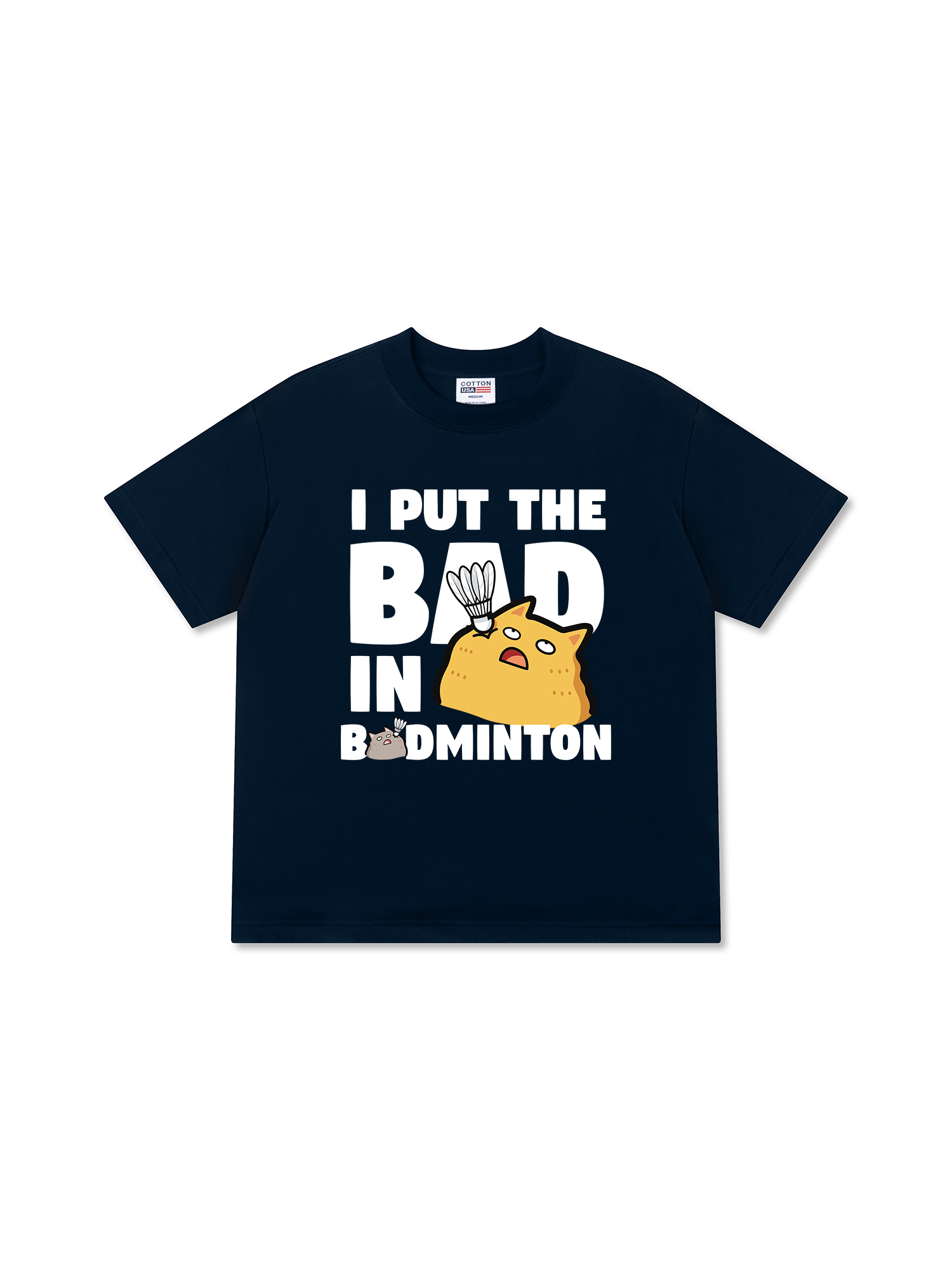 Áo Thun Relaxed Fit Badminton I Put The Bad In Badminton Cat
