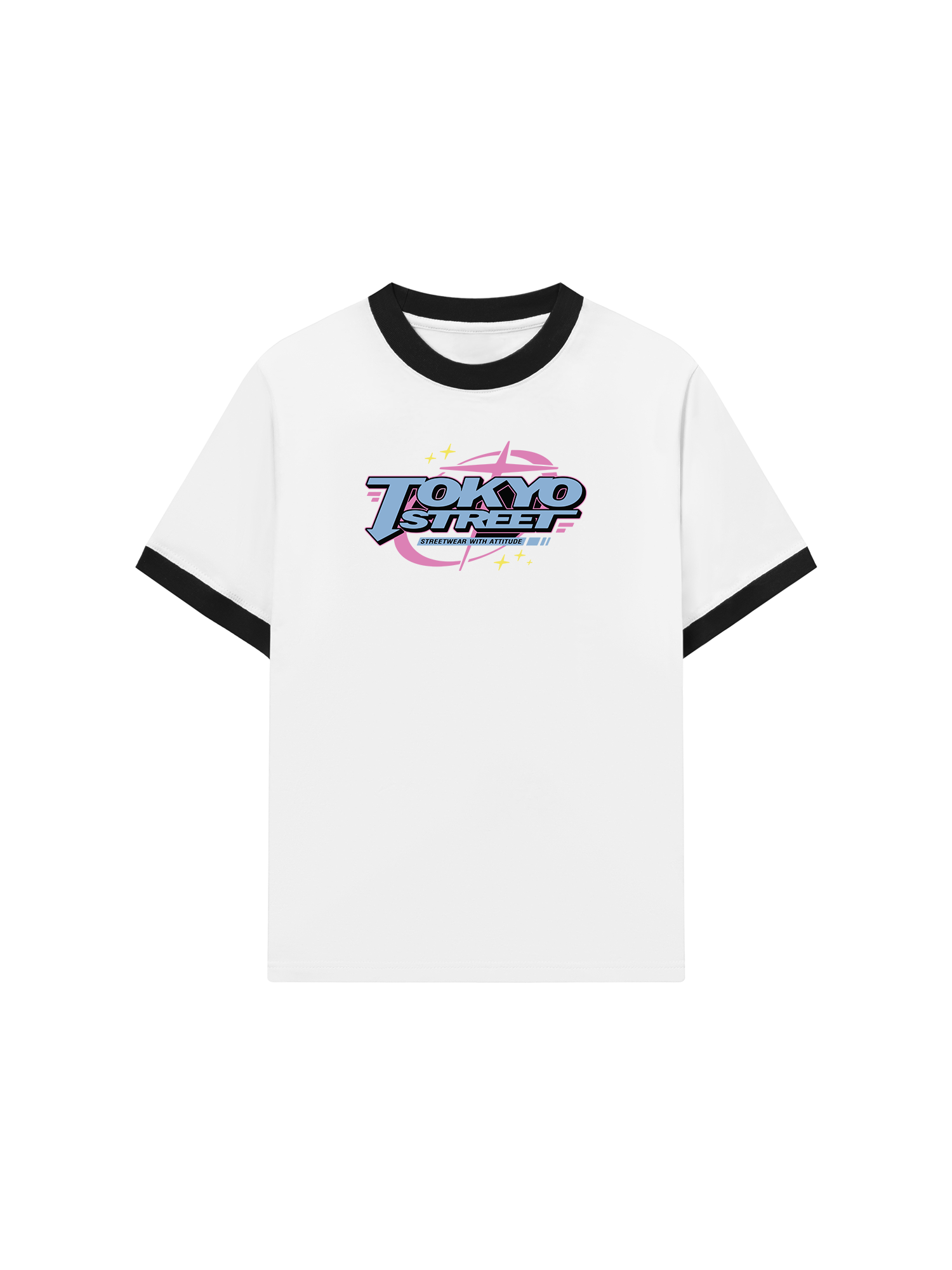 Áo Thun Ringer Relaxed Fit Tokyo Streetwear With Atitude Blue