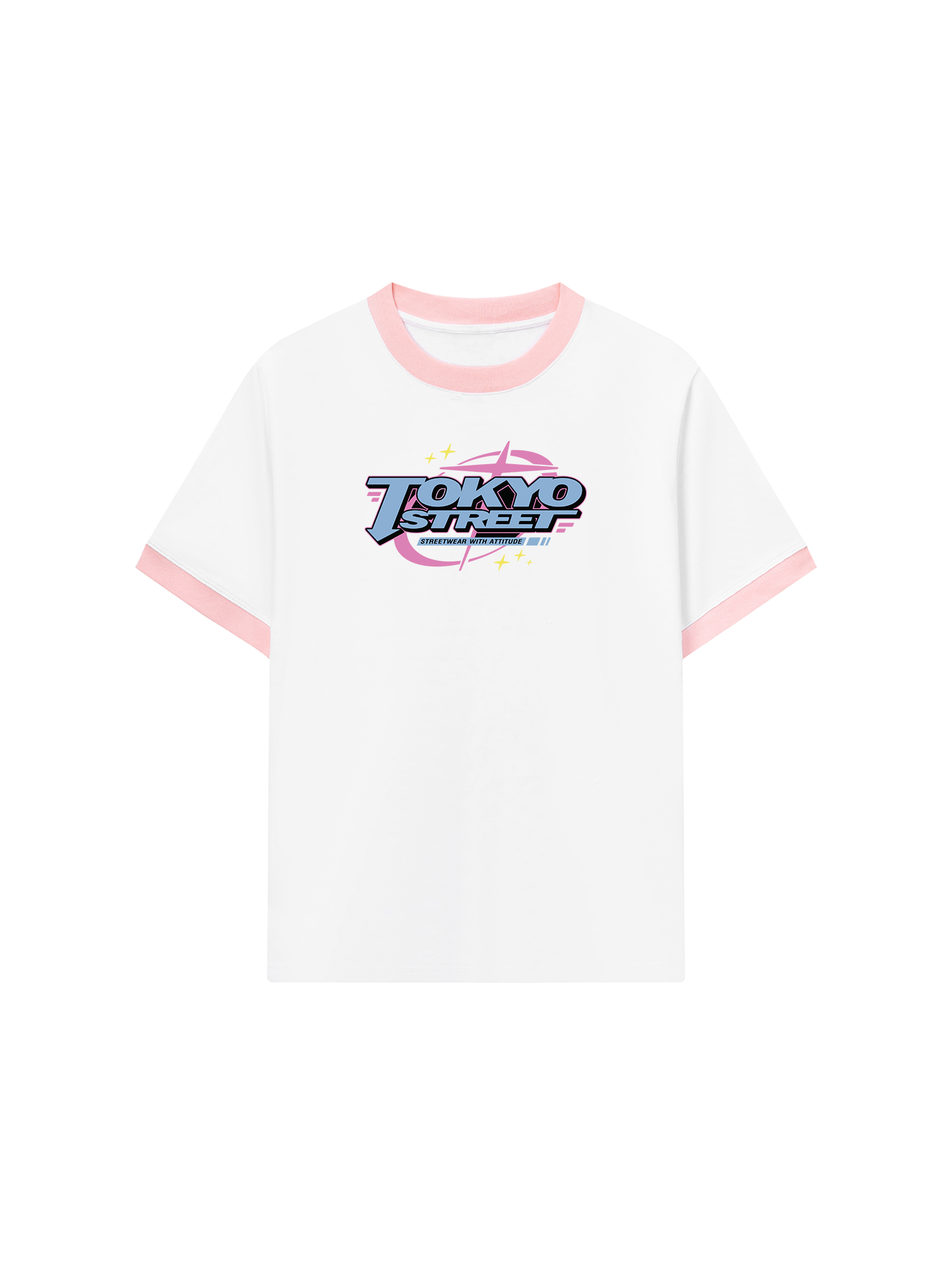 Áo Thun Ringer Relaxed Fit Tokyo Streetwear With Atitude Blue