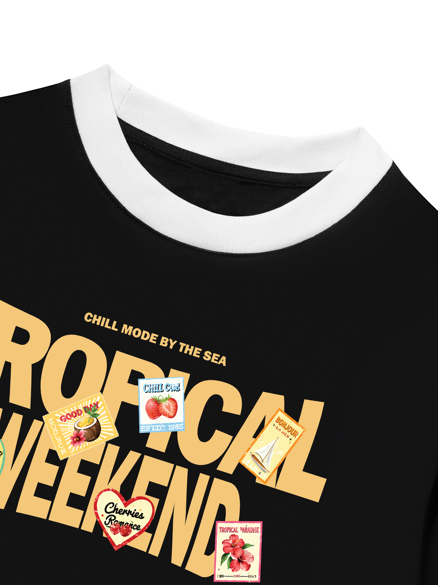 Áo Thun Ringer Relaxed Fit Troppical Weekend Chill Mode By The Sea