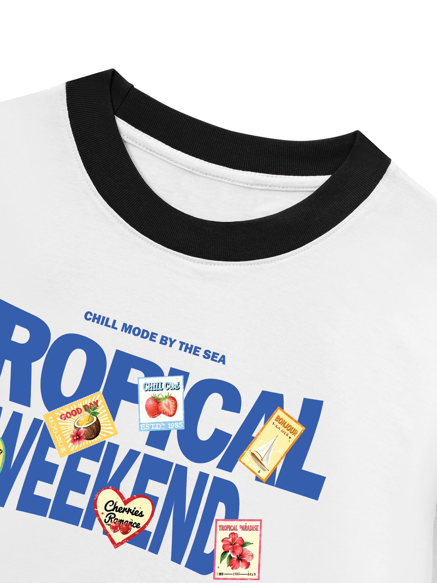 Áo Thun Ringer Relaxed Fit Troppical Weekend Chill Mode By The Sea