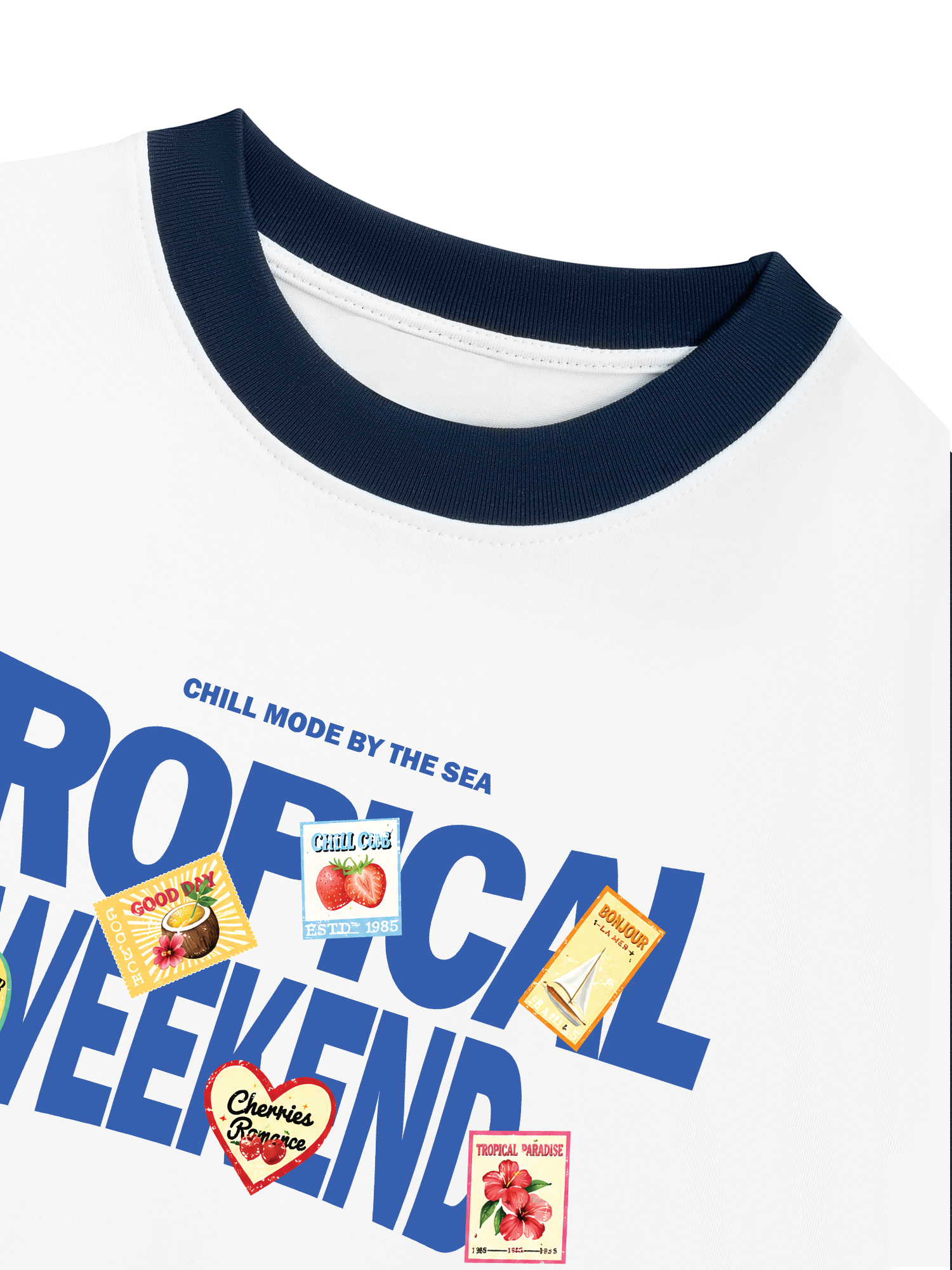 Áo Thun Ringer Relaxed Fit Troppical Weekend Chill Mode By The Sea