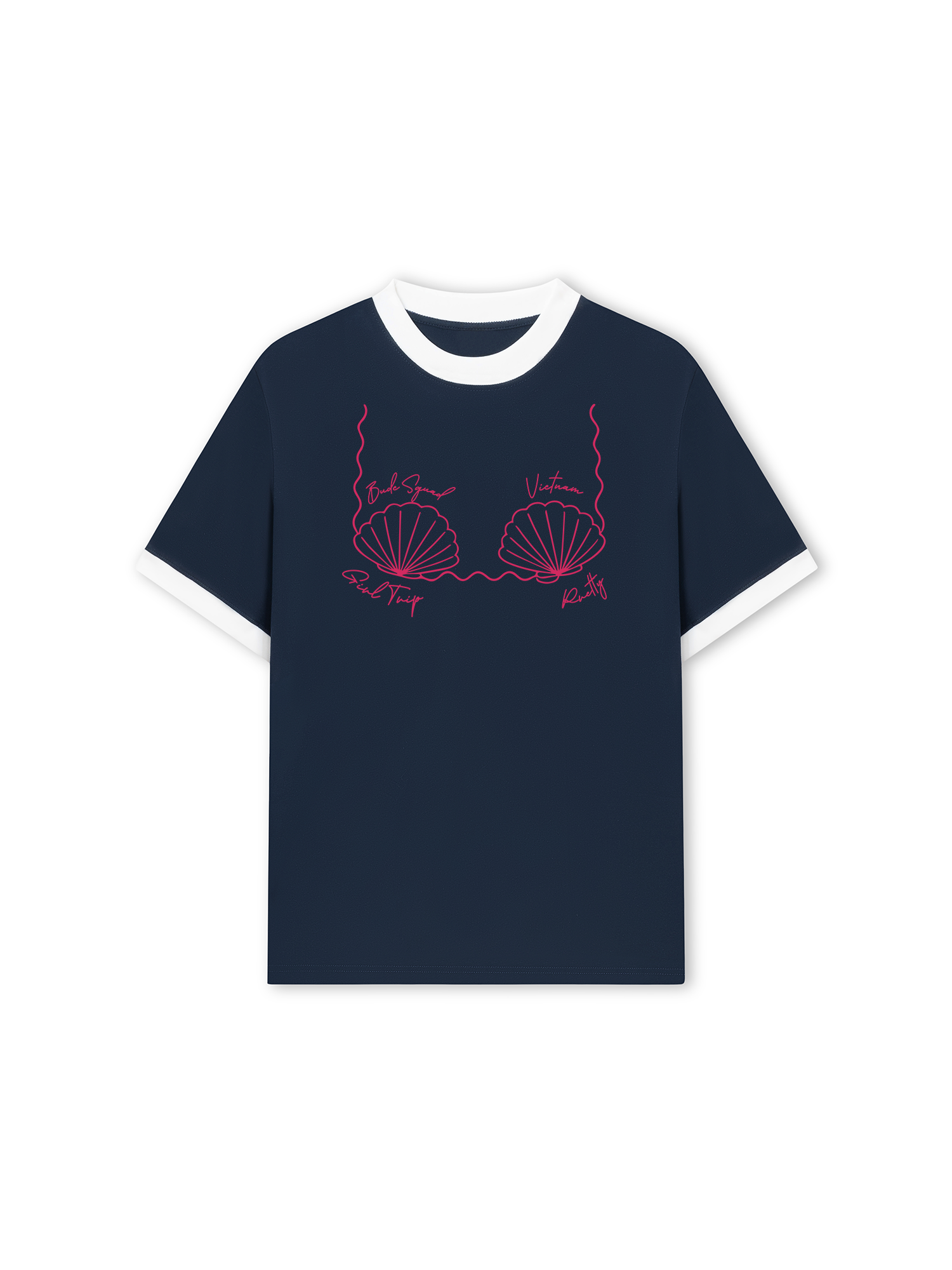 Áo Thun Ringer Relaxed Fit Tropical Pink Shell Muse
