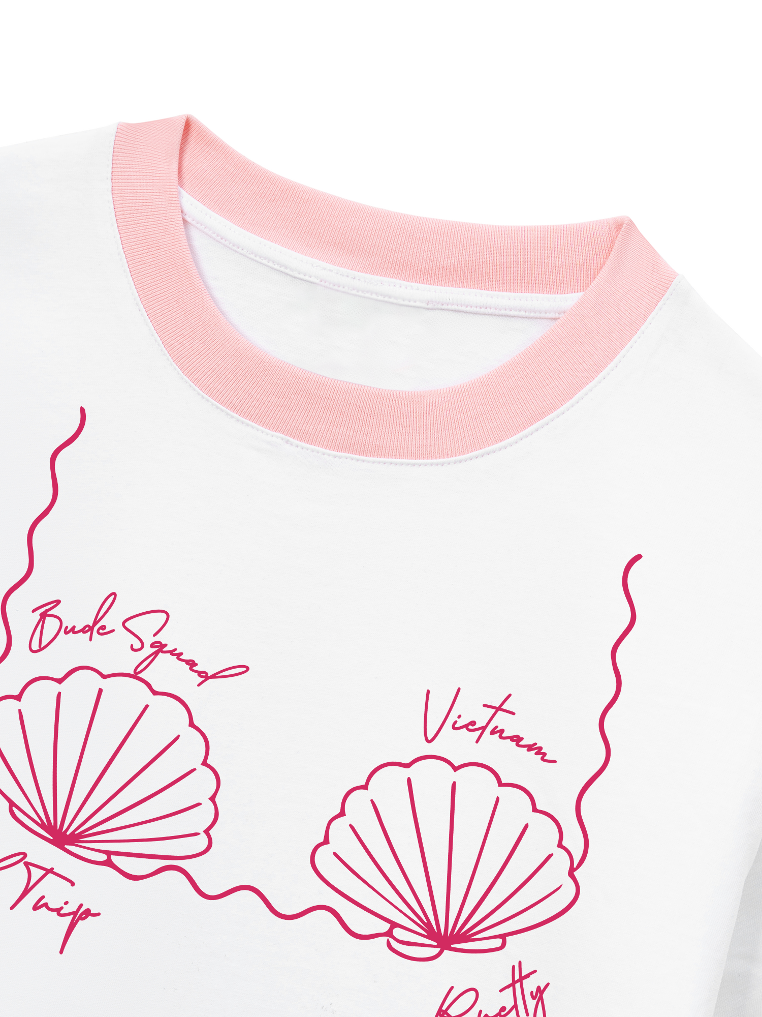 Áo Thun Ringer Relaxed Fit Tropical Pink Shell Muse