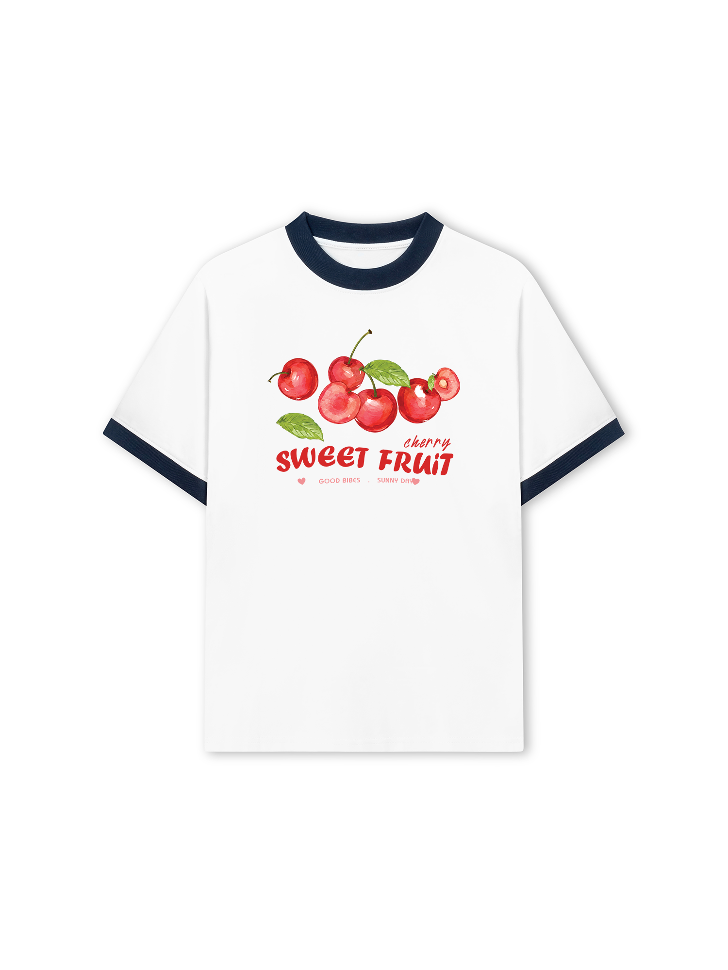 Áo Thun Ringer Relaxed Fit Tropical Cherry Sweet Fruit