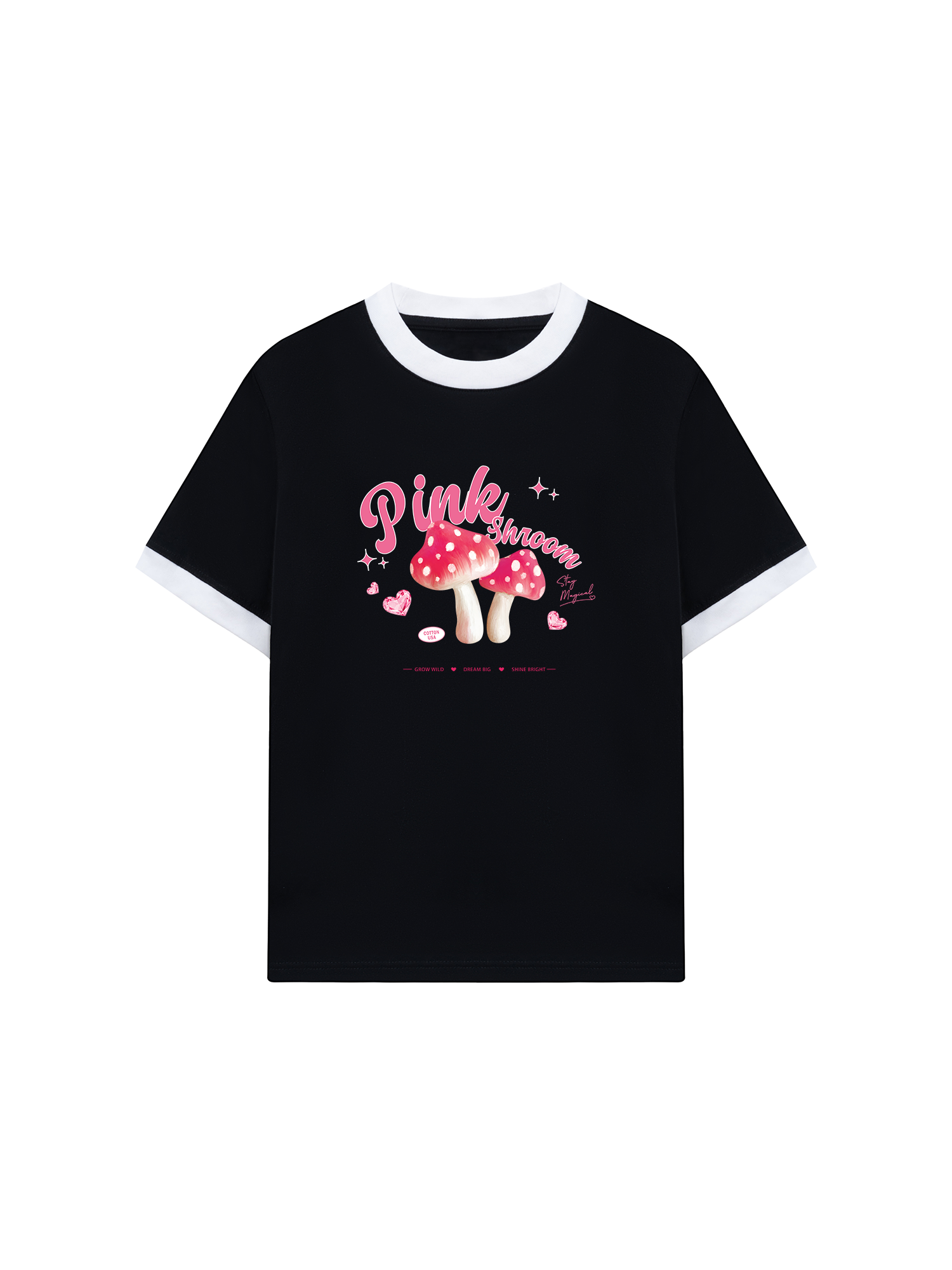 Áo Thun Ringer Relaxed Fit Tropical Pink Shrooms