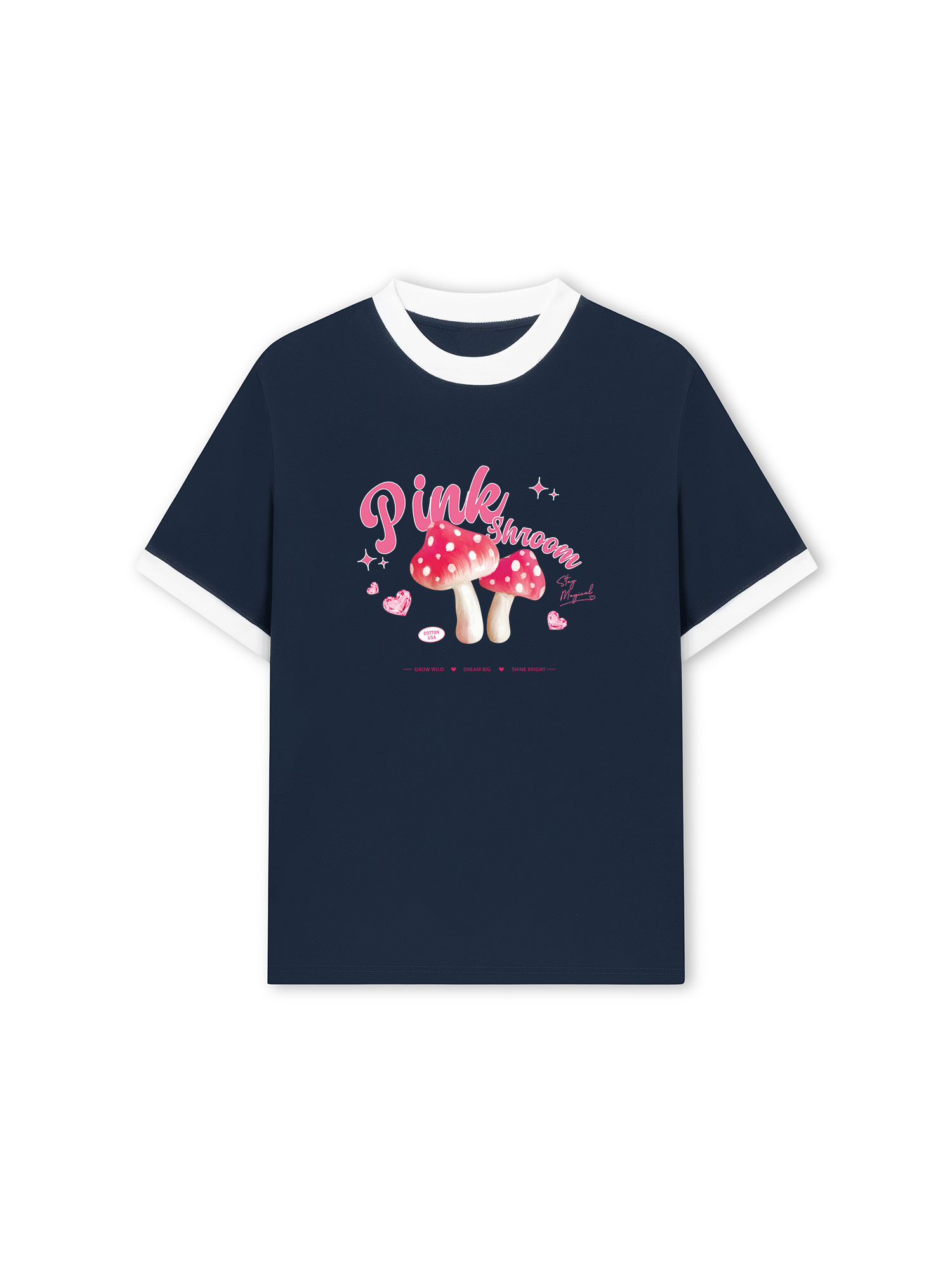 Áo Thun Ringer Relaxed Fit Tropical Pink Shrooms