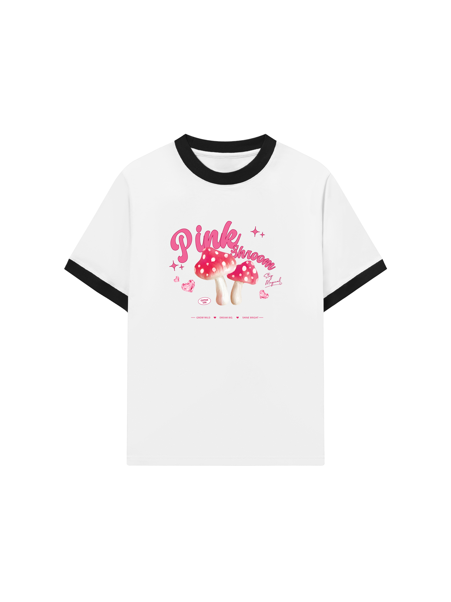 Áo Thun Ringer Relaxed Fit Tropical Pink Shrooms