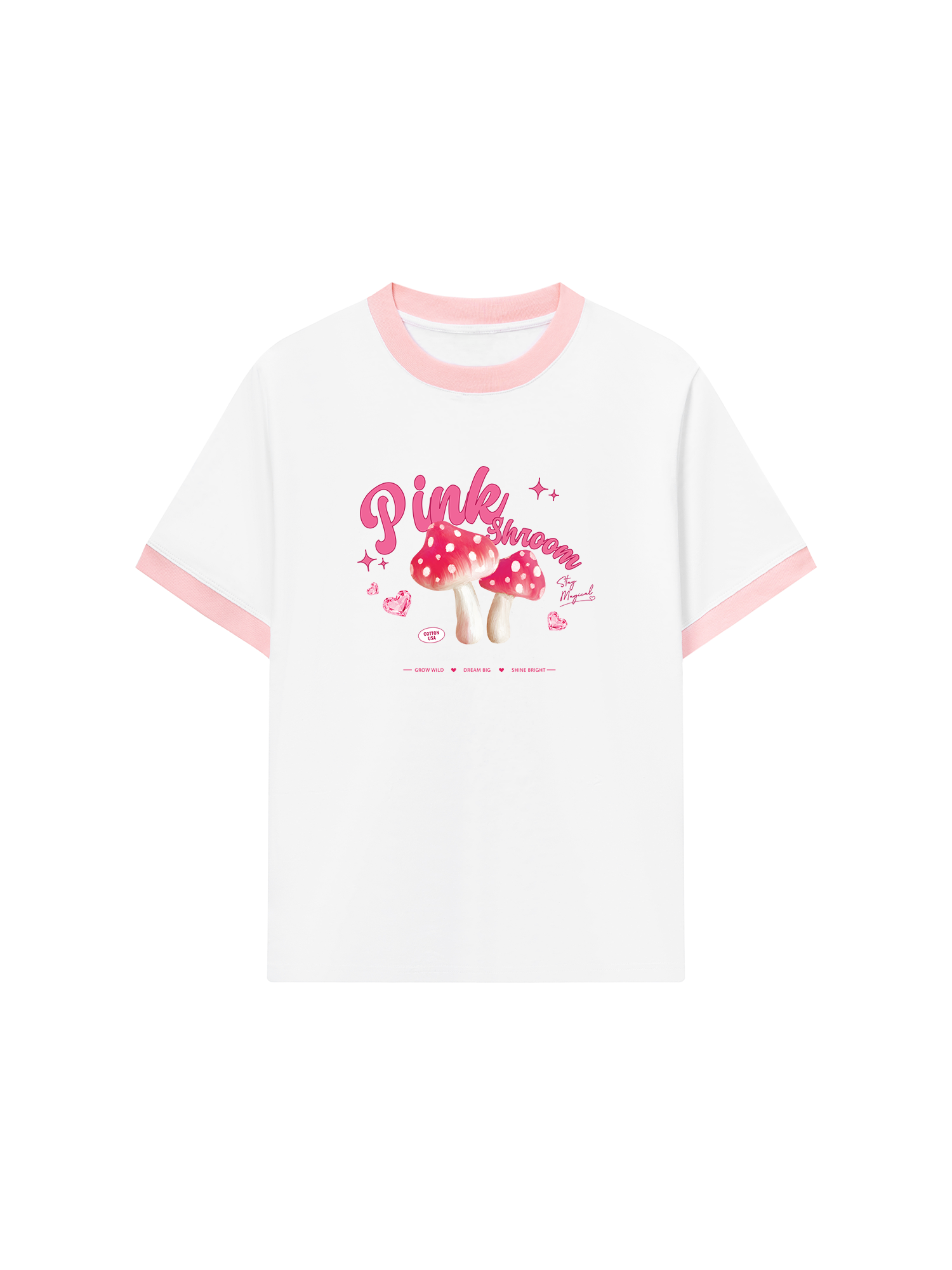 Áo Thun Ringer Relaxed Fit Tropical Pink Shrooms