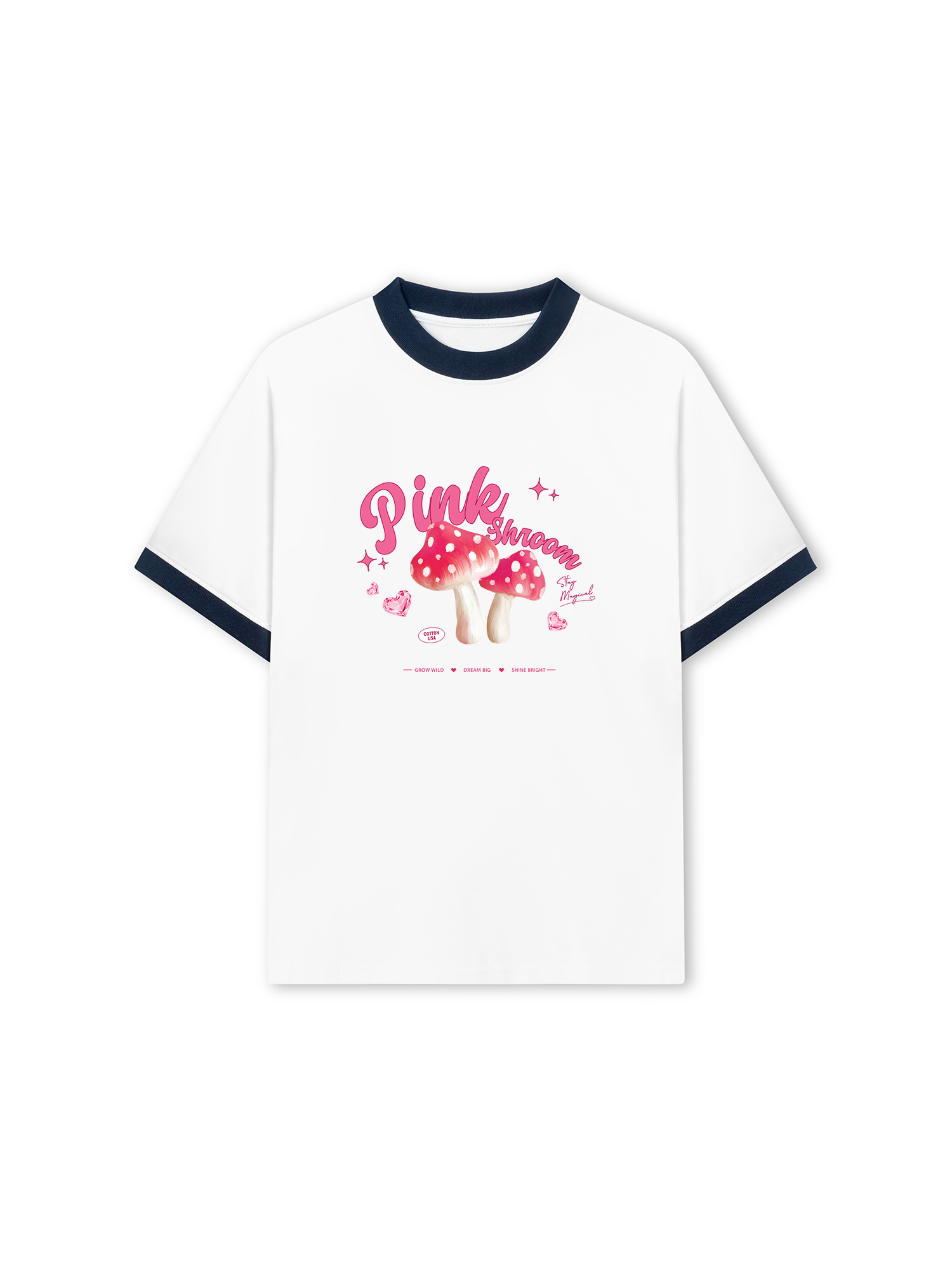 Áo Thun Ringer Relaxed Fit Tropical Pink Shrooms