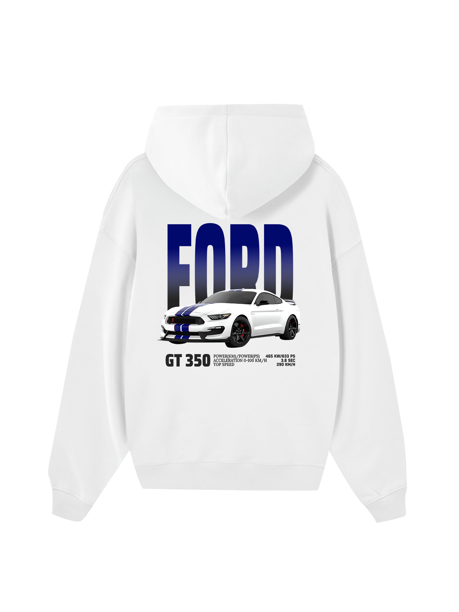 Ford GT 350 White Blue Hoodie