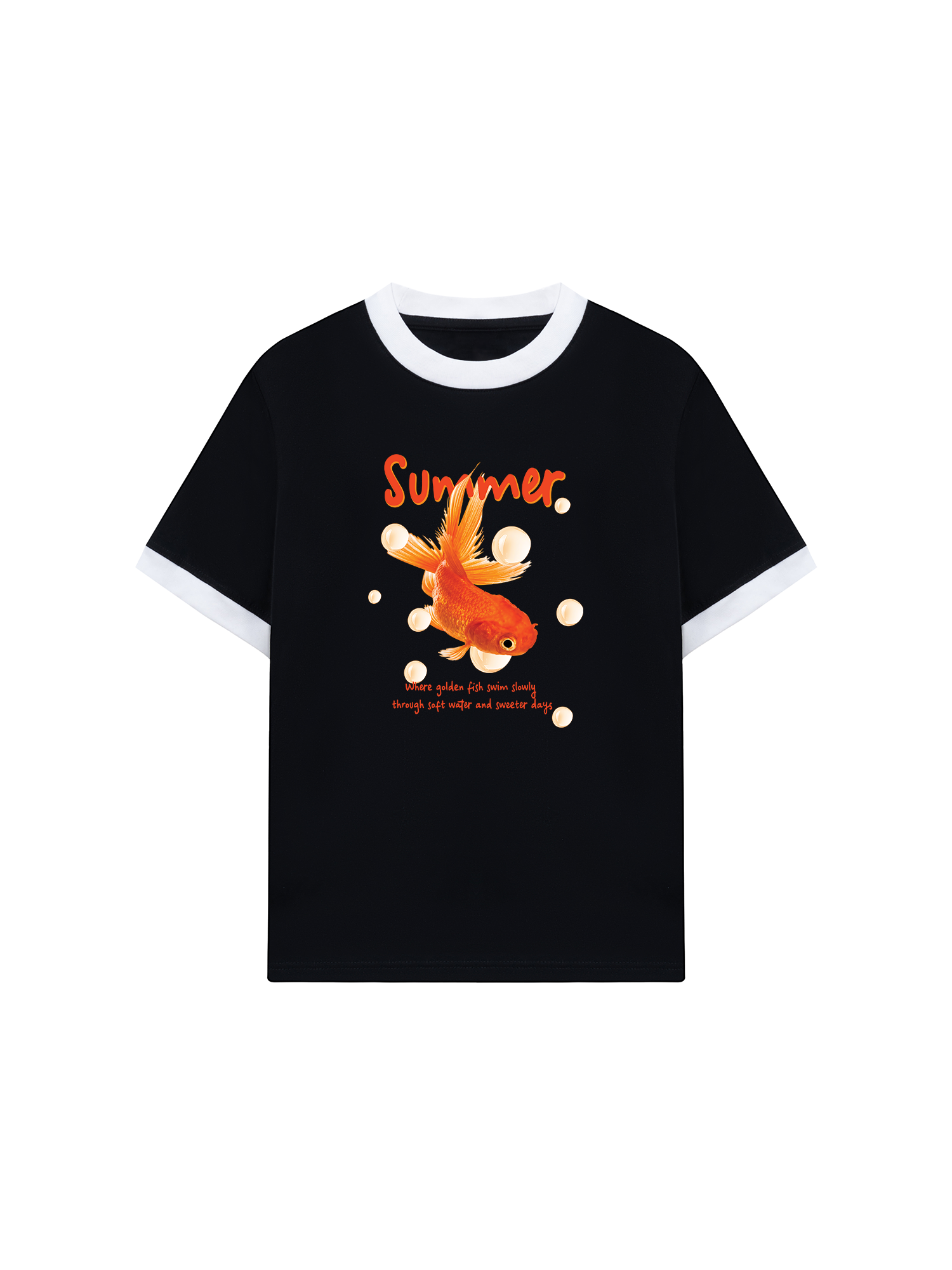 Áo Thun Ringer Relaxed Fit Tshirt Tropical Cá Vàng