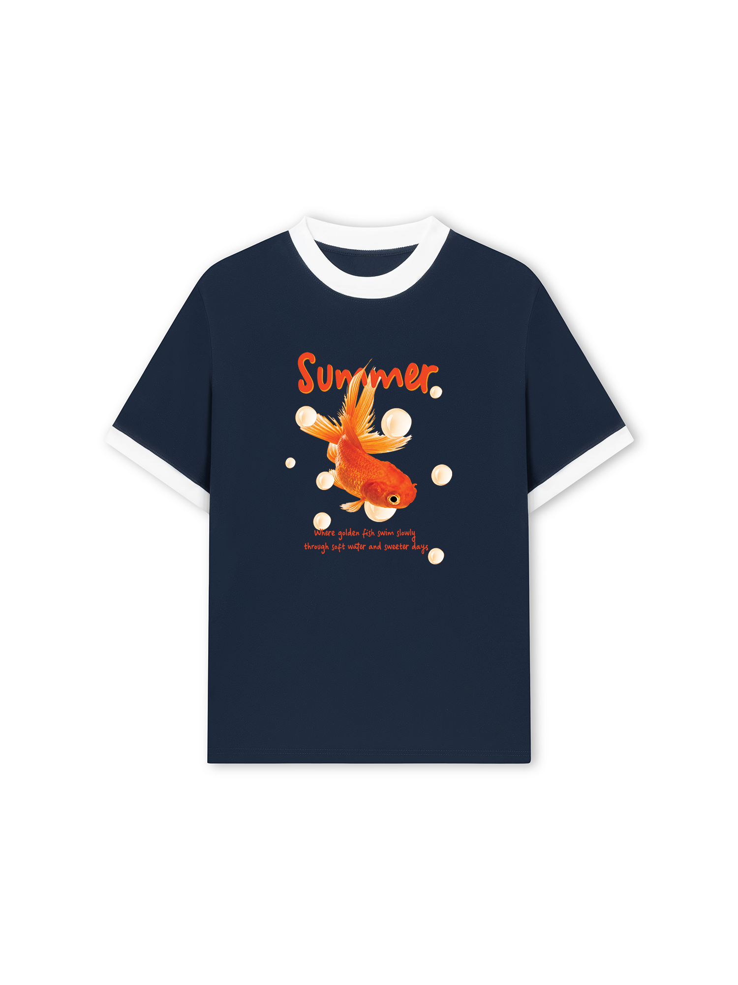 Áo Thun Ringer Relaxed Fit Tshirt Tropical Cá Vàng