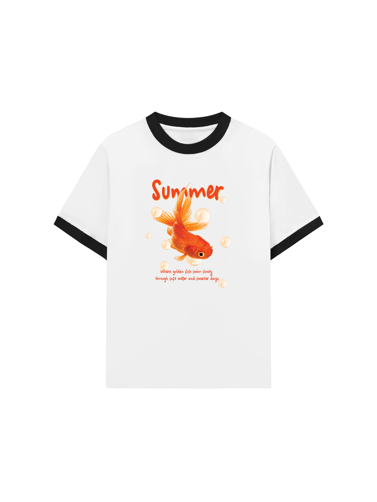 Áo Thun Ringer Relaxed Fit Tshirt Tropical Cá Vàng