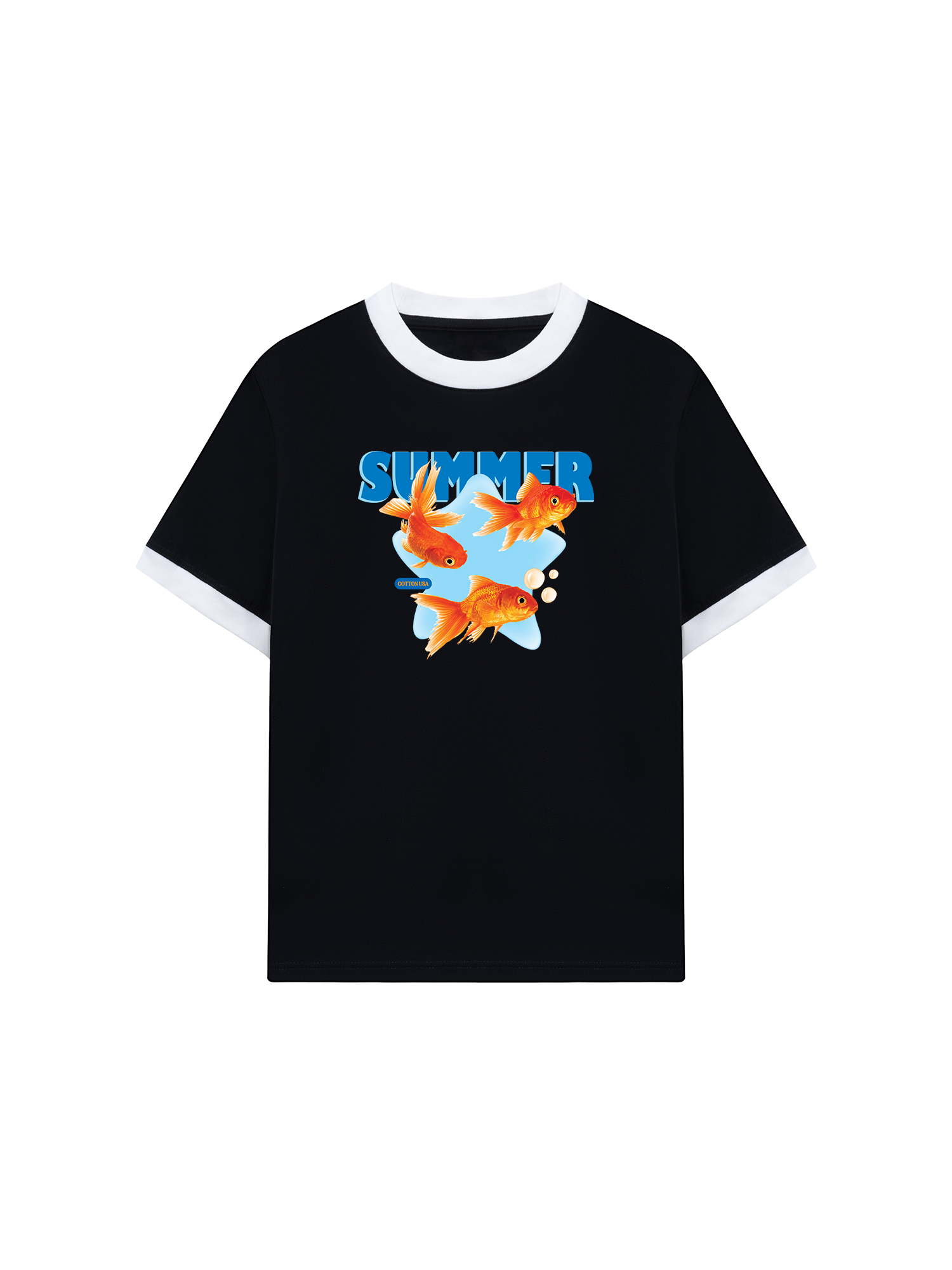 Áo Thun Ringer Relaxed Fit Tshirt Tropical Summer Goldfish