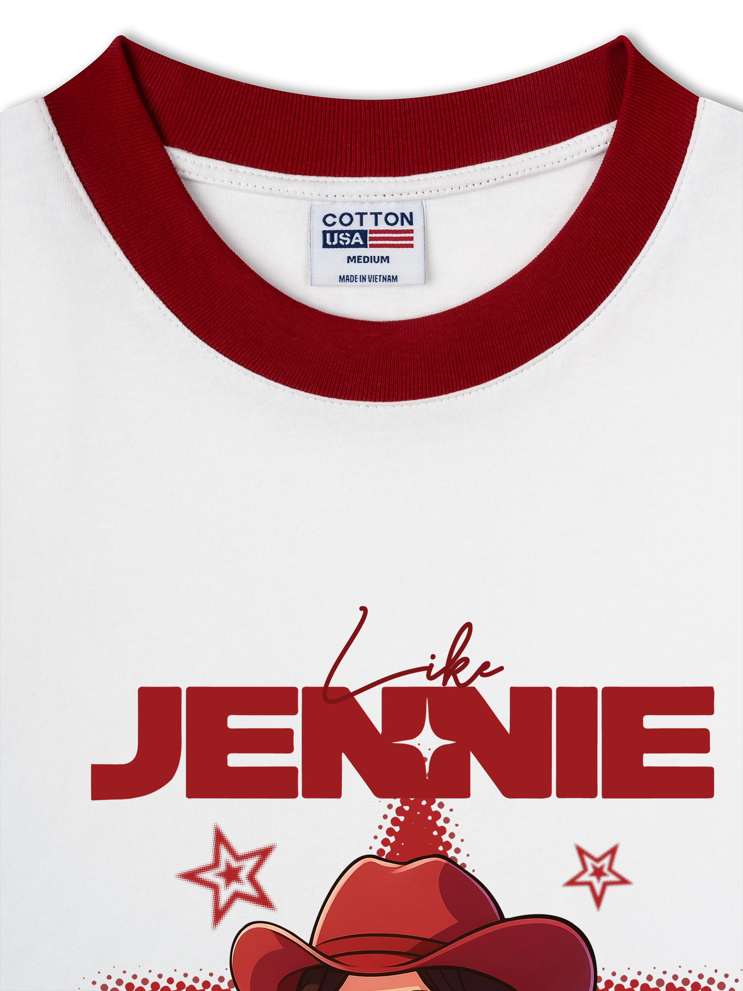 Áo Thun Ringer Relaxed Fit Black Pink Like Jenie