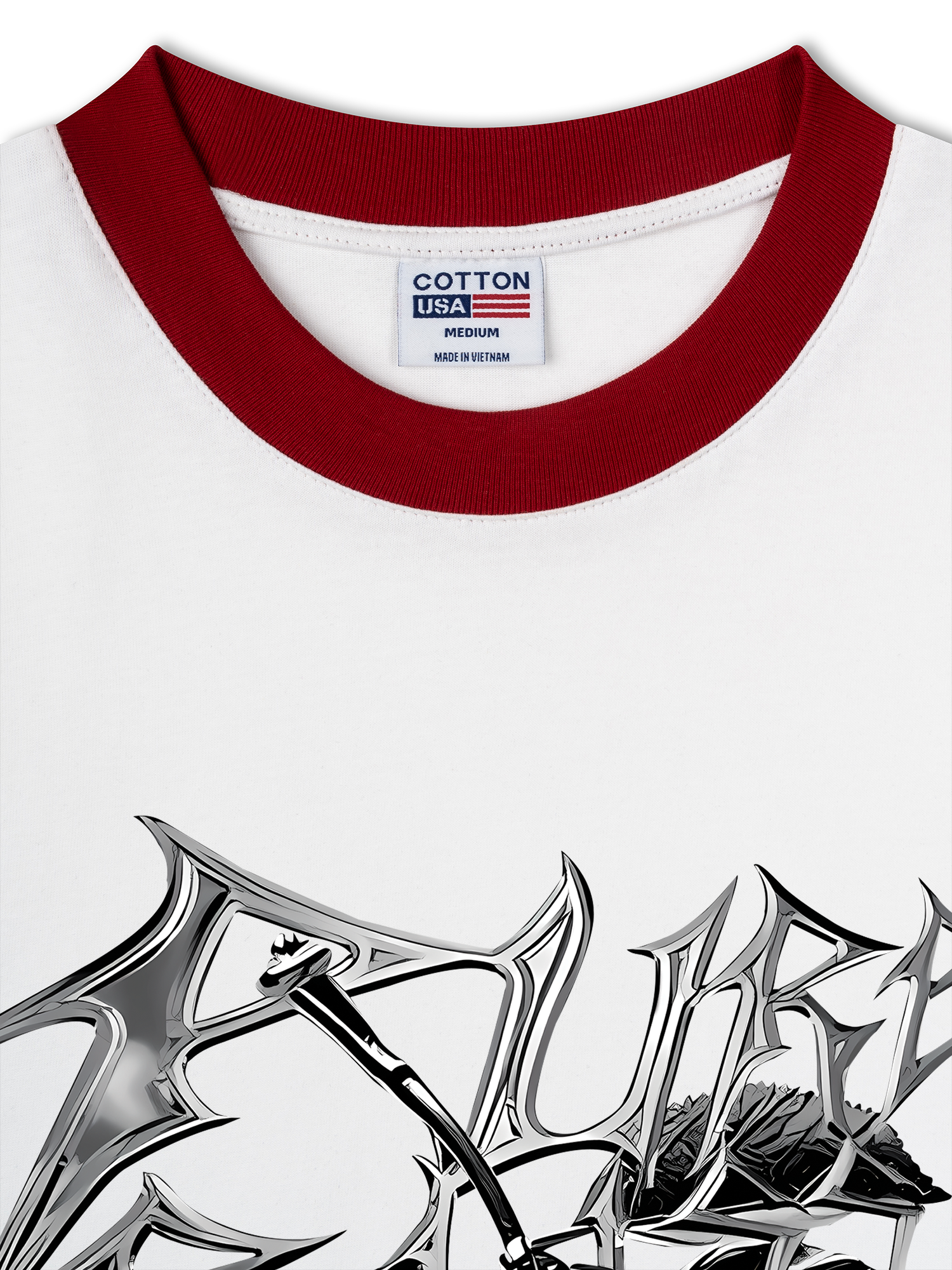 Áo Thun Ringer Relaxed Fit Cherry Silver