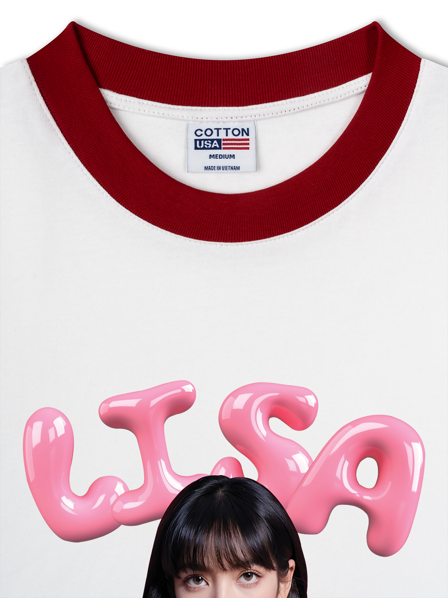 Áo Thun Ringer Relaxed Fit Black Pink Lisa