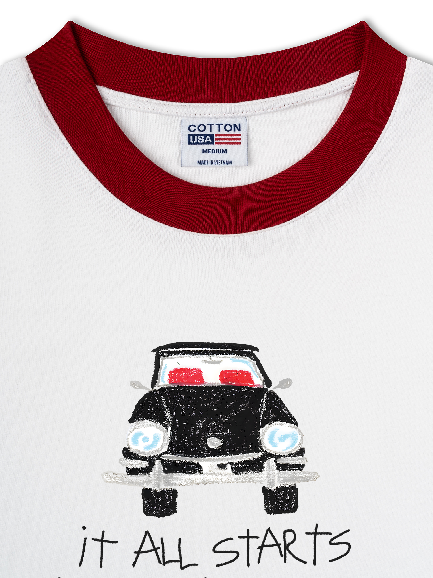 Áo Thun Ringer Relaxed Fit Classic Car Dream Crayon