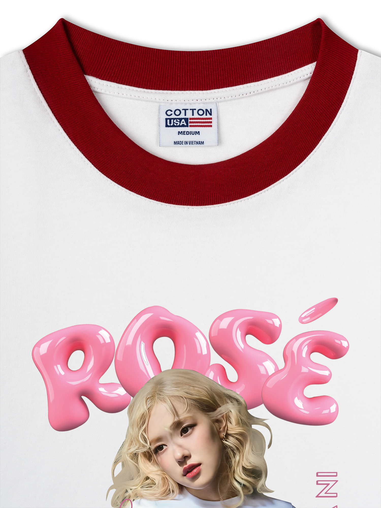 Áo Thun Ringer Relaxed Fit Black Pink Rose