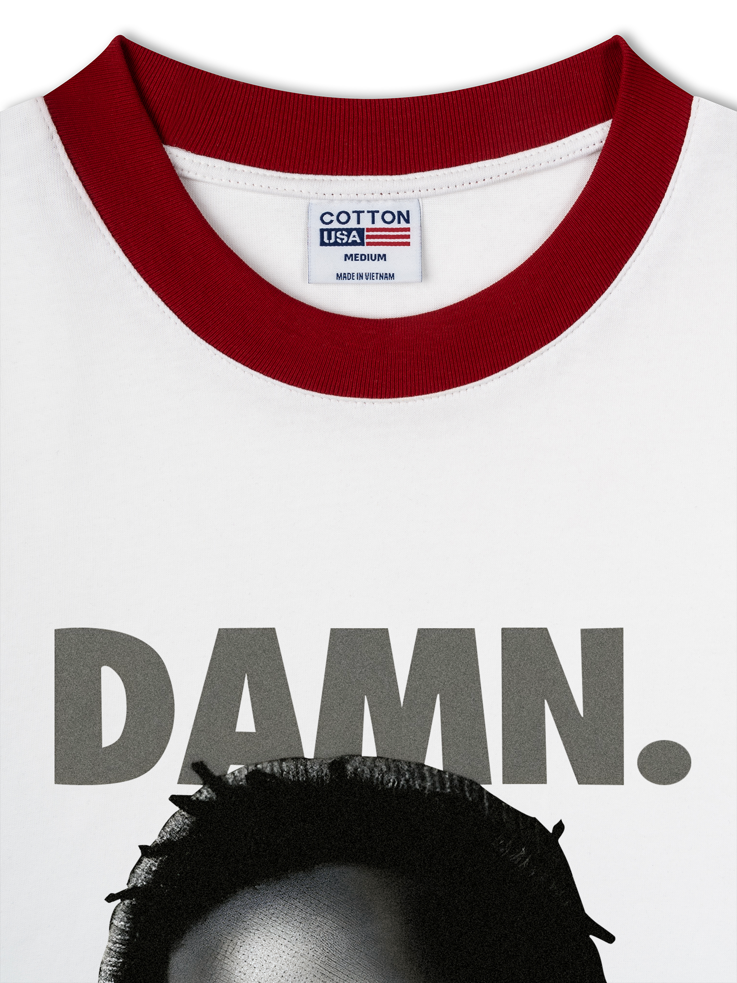 Áo Thun Ringer Relaxed Fit Rapper Damn Black And White Graphic