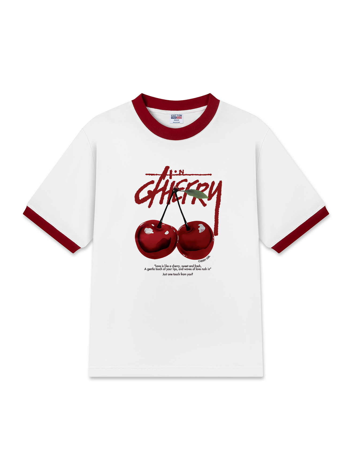 Áo Thun Ringer Relaxed Fit Cherry X Cotton USA