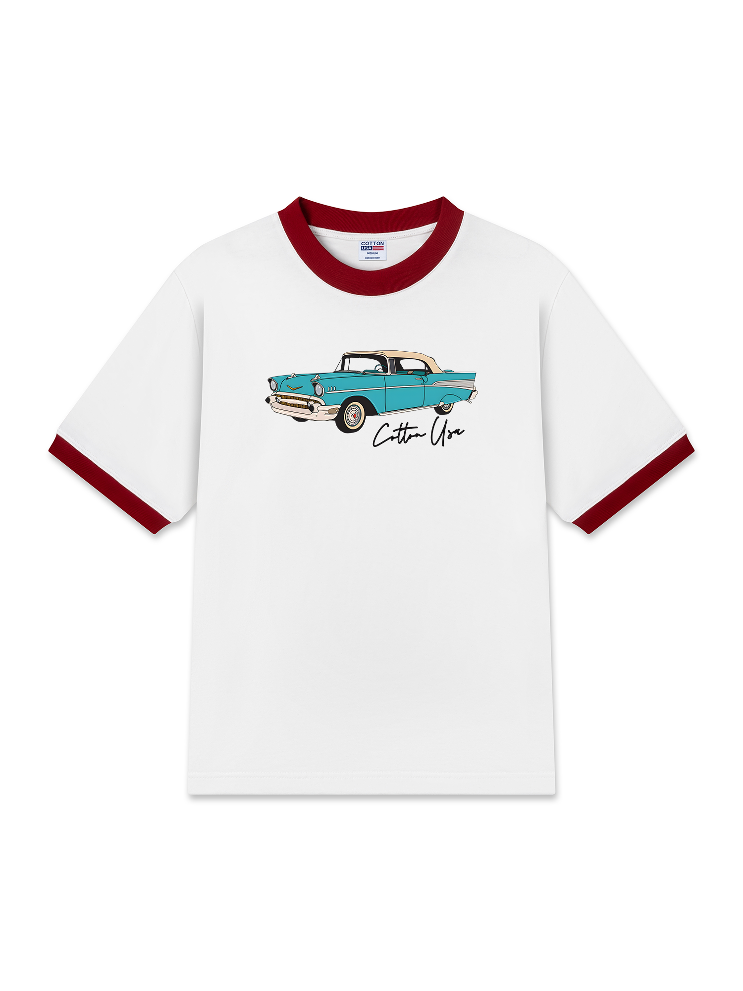 Áo Thun Ringer Relaxed Fit Classic Car Blue