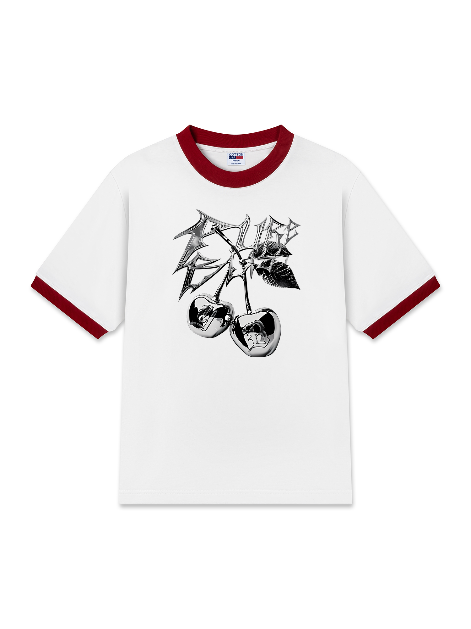 Áo Thun Ringer Relaxed Fit Cherry Silver