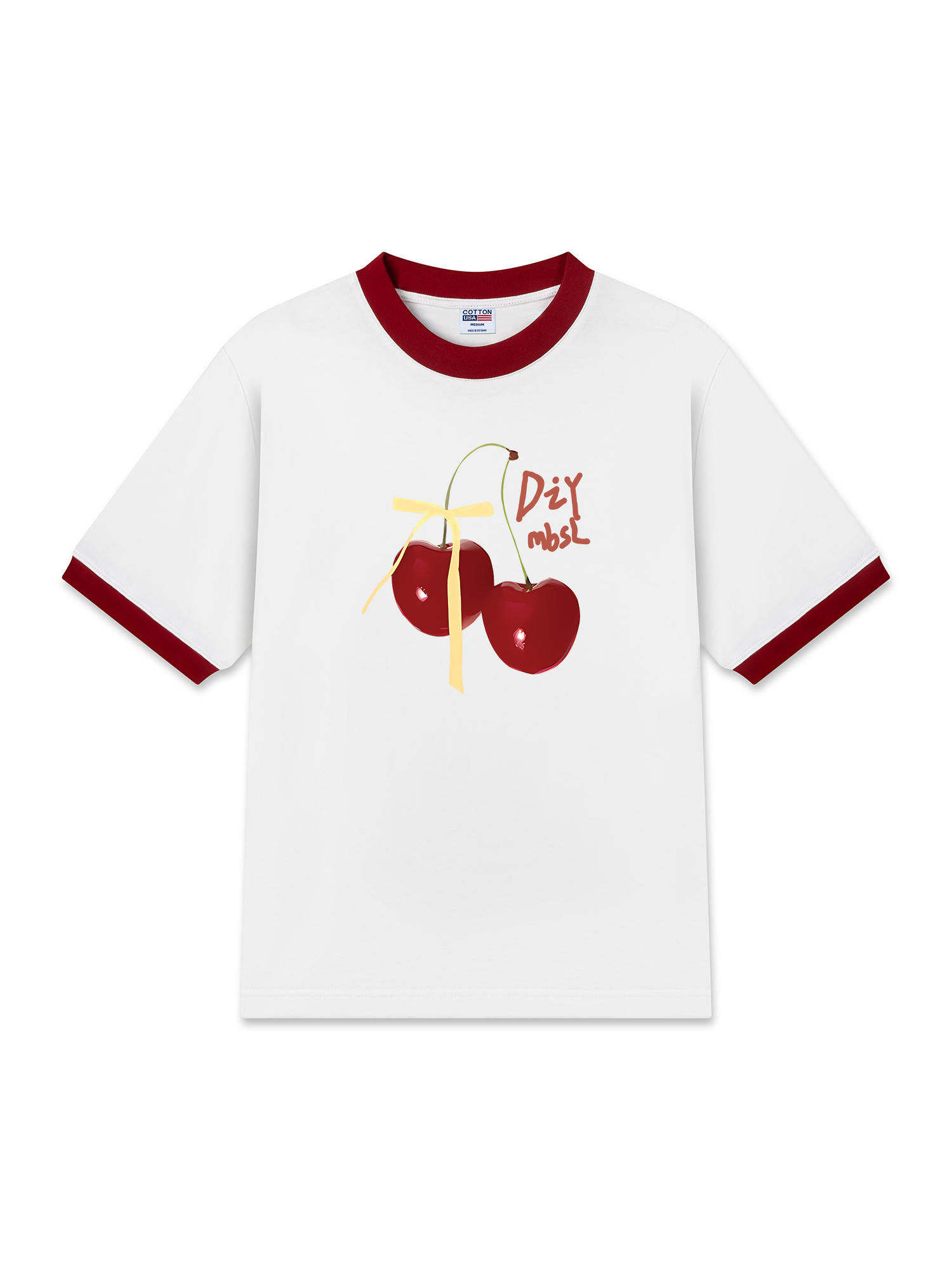 Áo Thun Ringer Relaxed Fit Cherry Yellow Bow