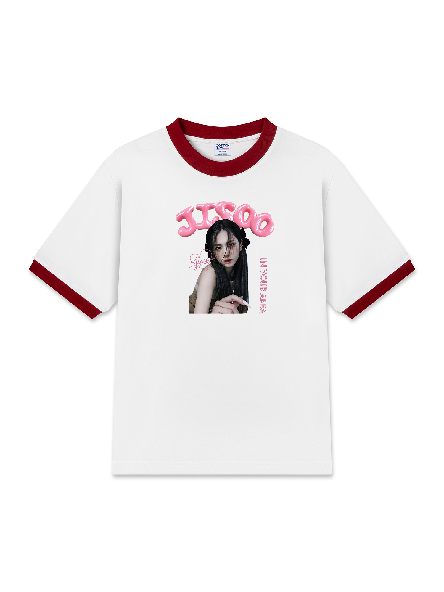 Áo Thun Ringer Relaxed Fit Black Pink Jisoo