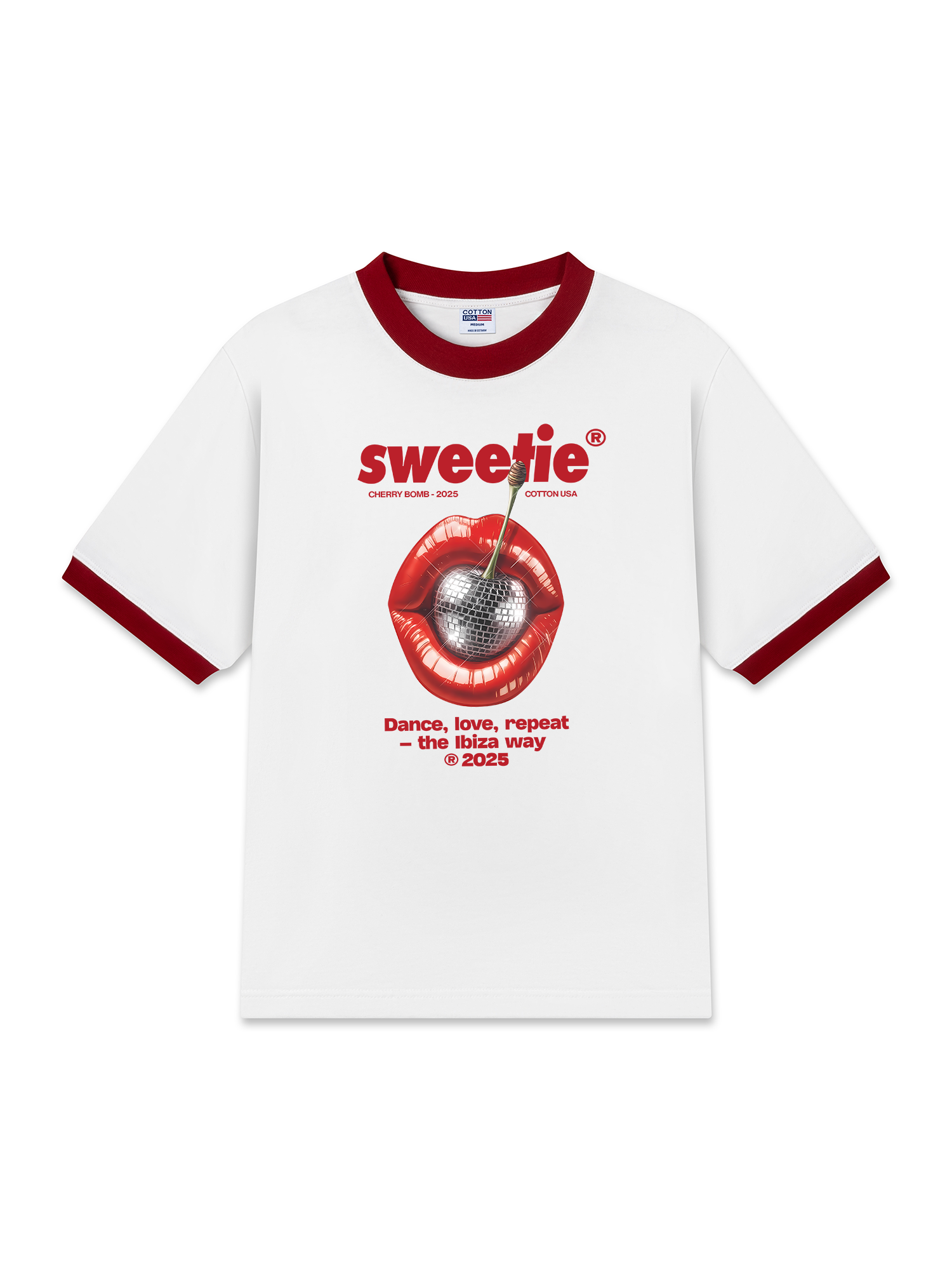 Áo Thun Ringer Relaxed Fit Cherry Sweetie Lip