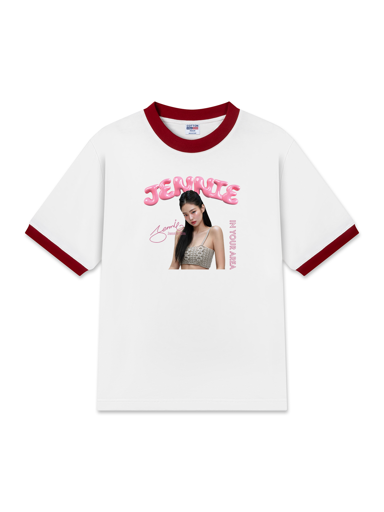 Áo Thun Ringer Relaxed Fit Black Pink Jennie In Your Area