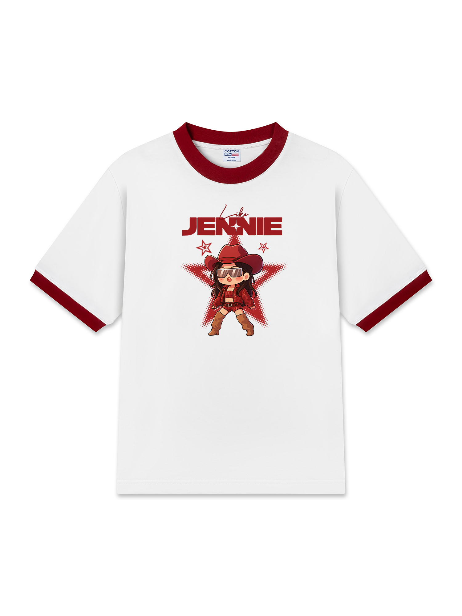 Áo Thun Ringer Relaxed Fit Black Pink Like Jenie