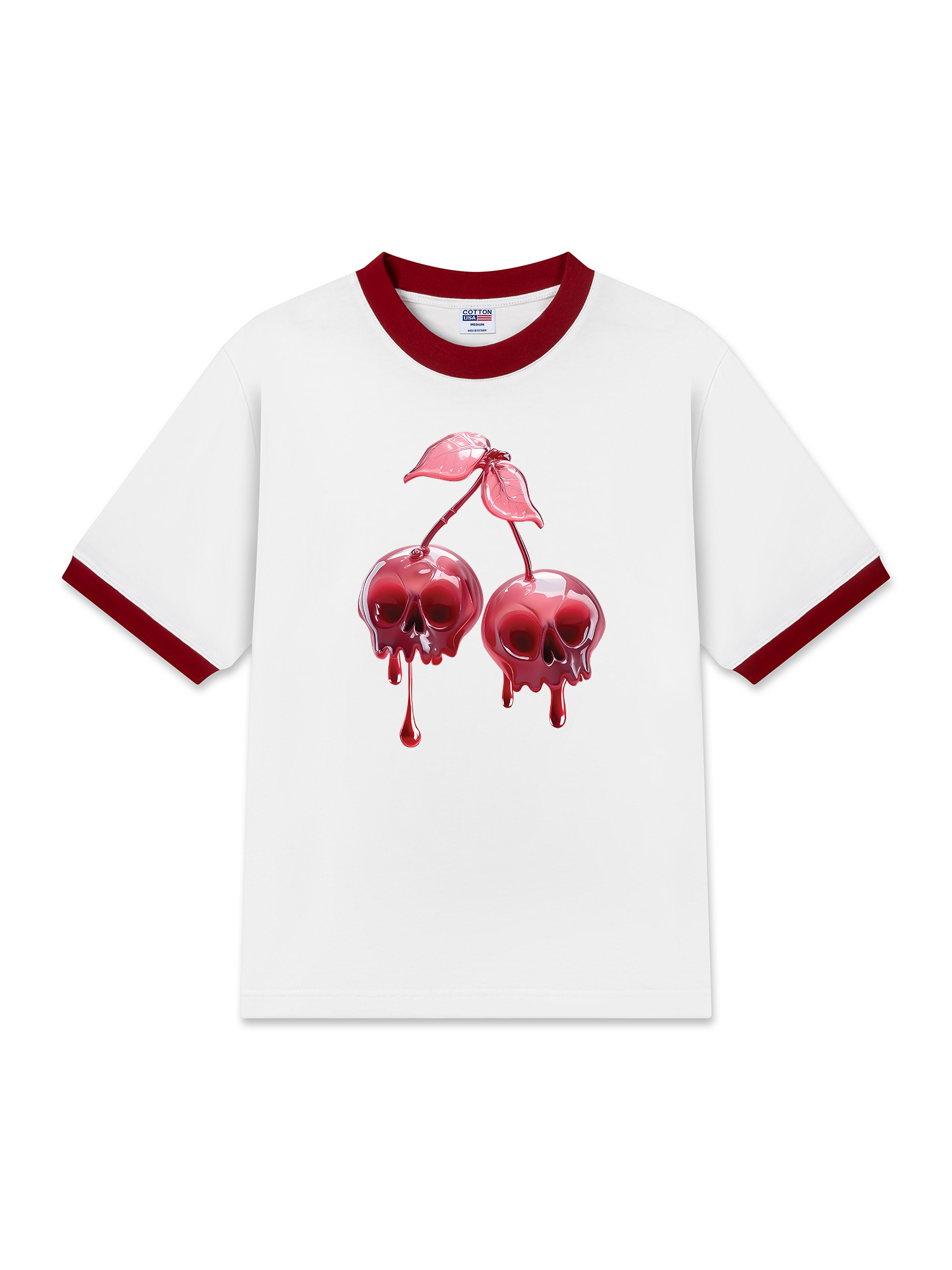 Áo Thun Ringer Relaxed Fit Cherry Skull