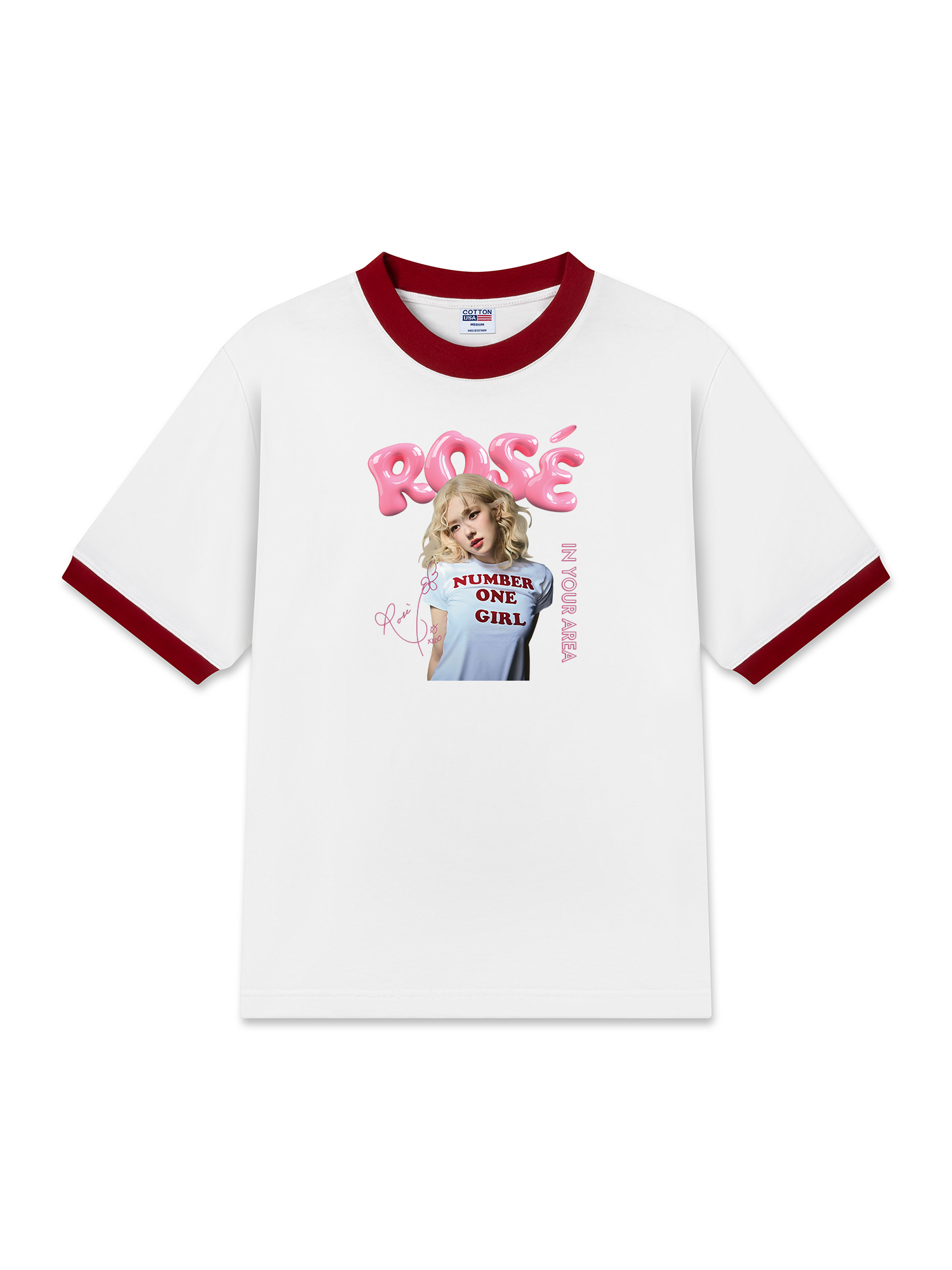 Áo Thun Ringer Relaxed Fit Black Pink Rose